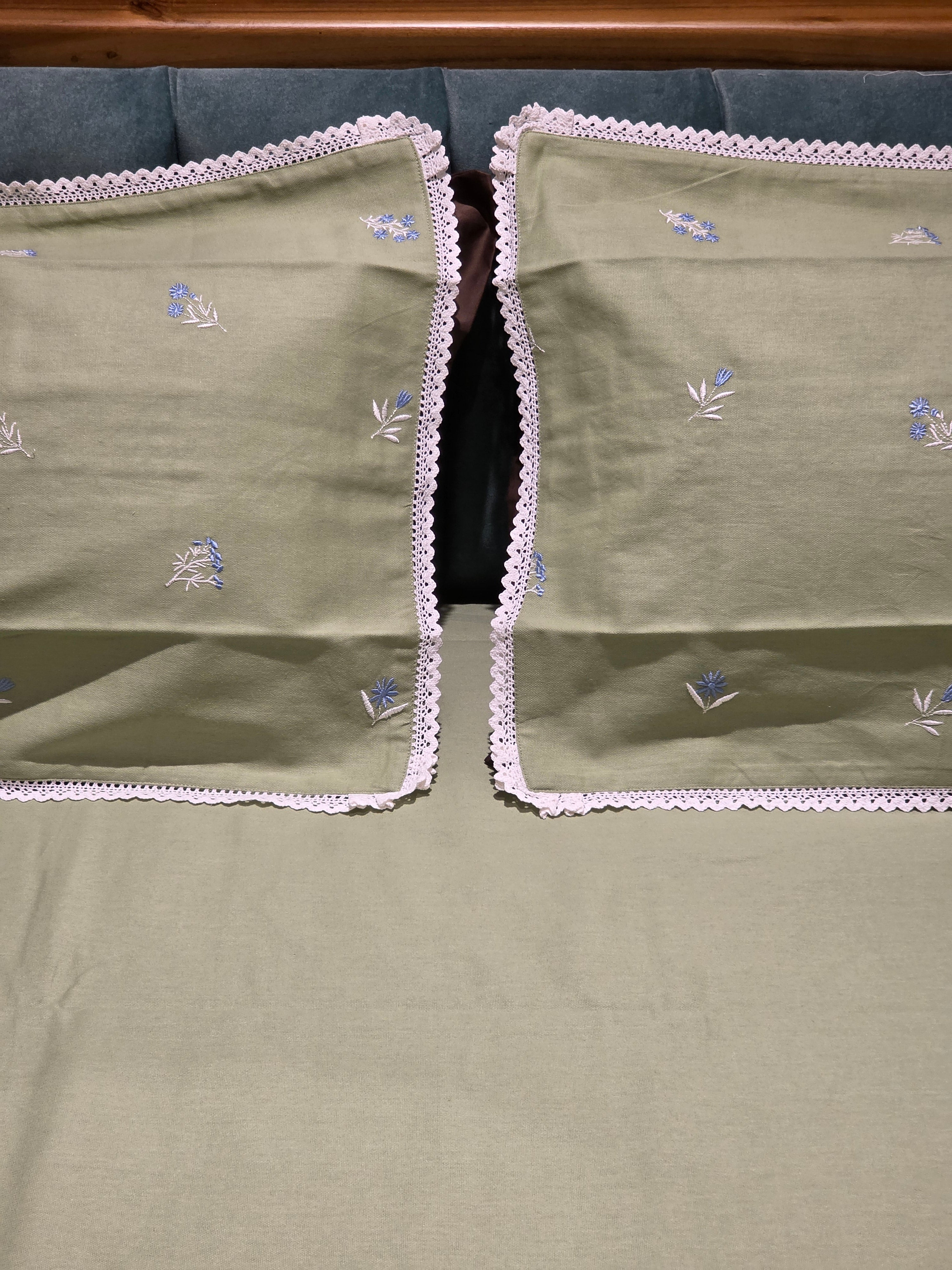 King Size Embroidered Lace Bedsheet Set