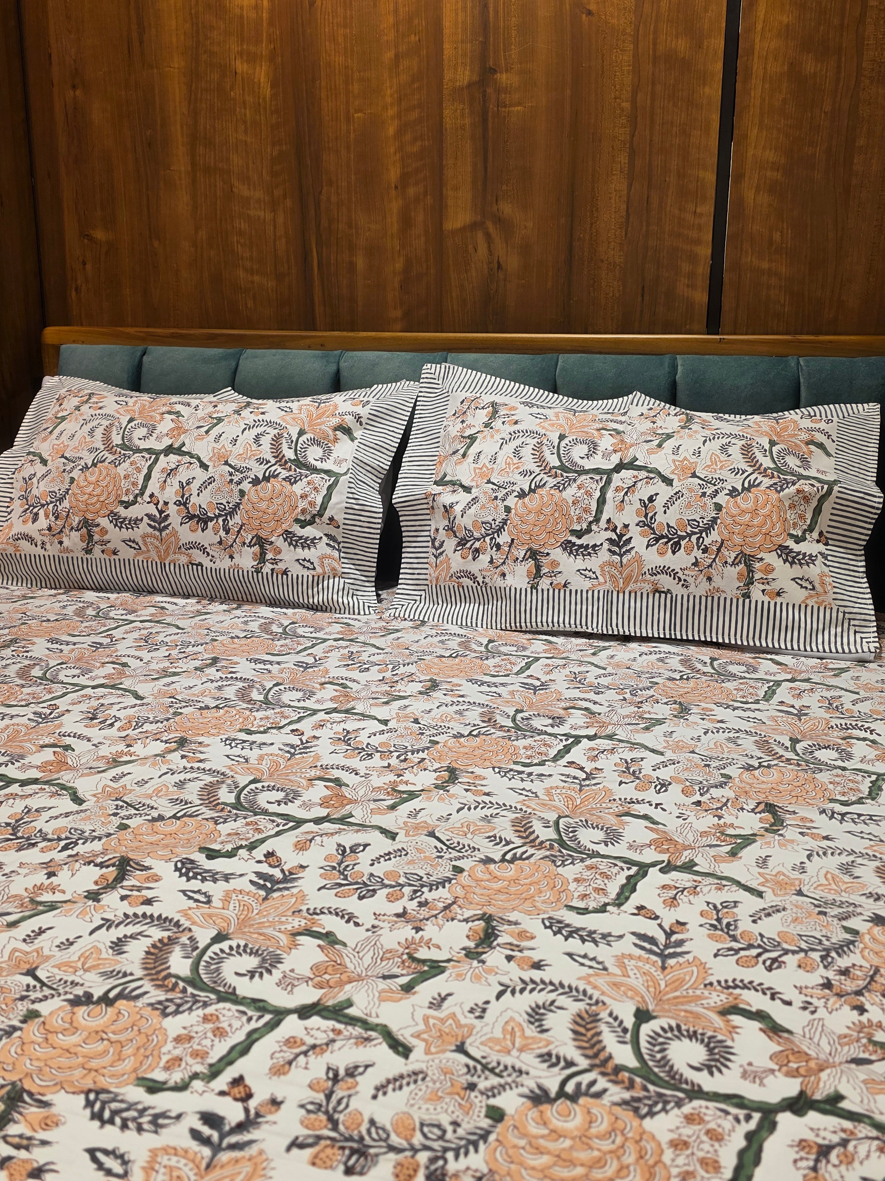 King Size Hand Block Print Bedsheet