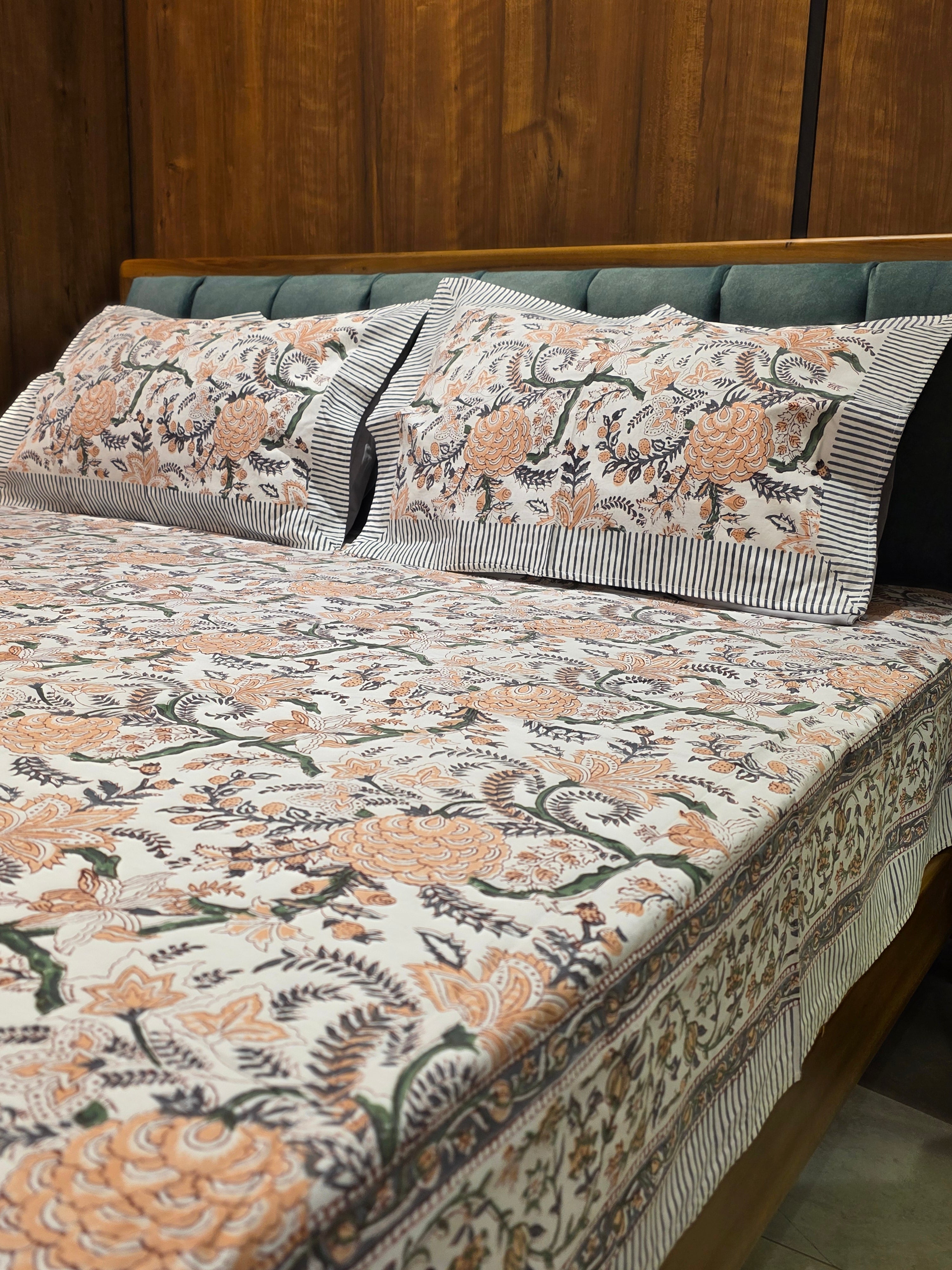 King Size Hand Block Print Bedsheet