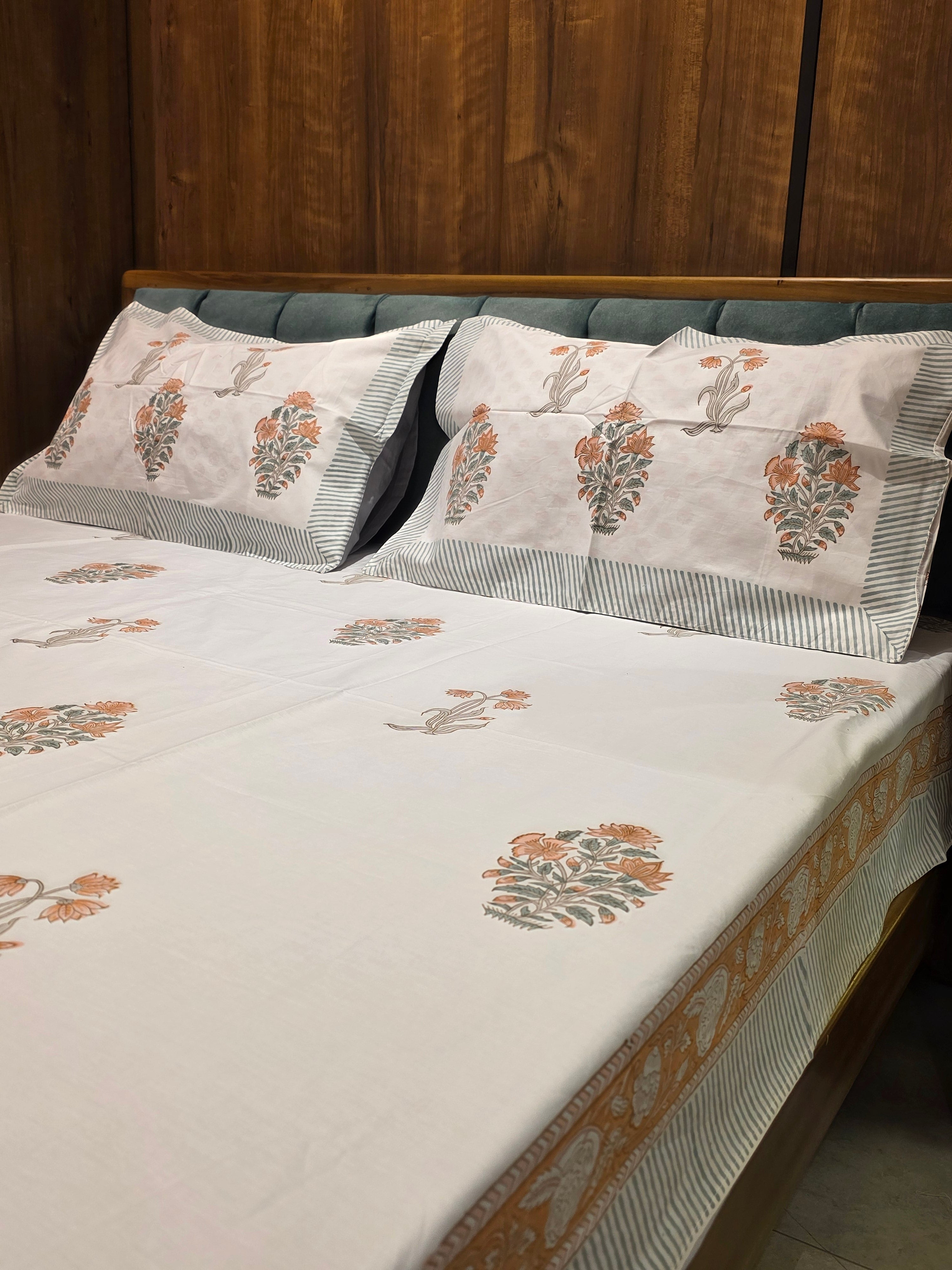 King Size Hand Block Print Bedsheet