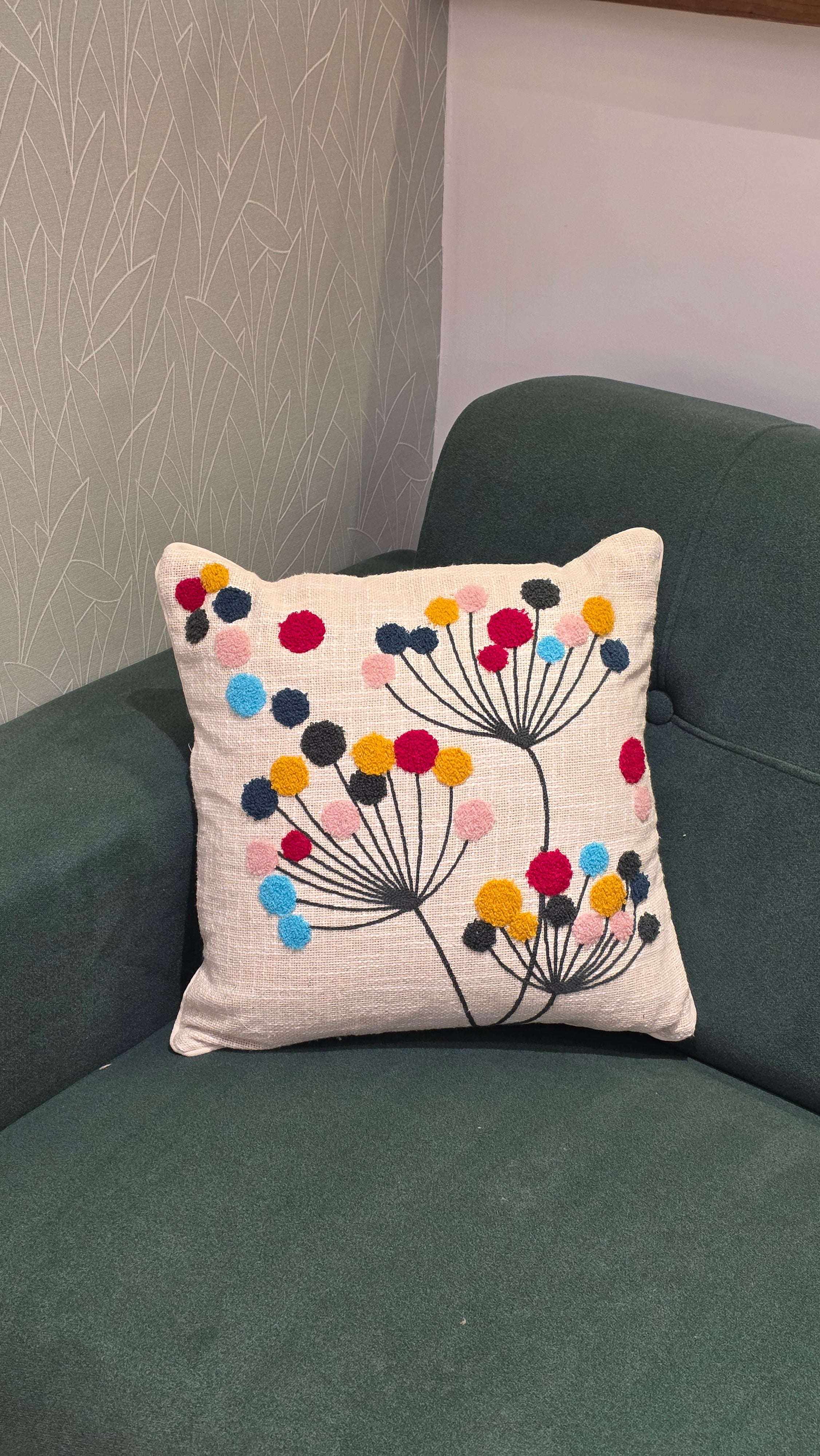 Embroidered Jute Cushion Cover – 16 x 16 inches