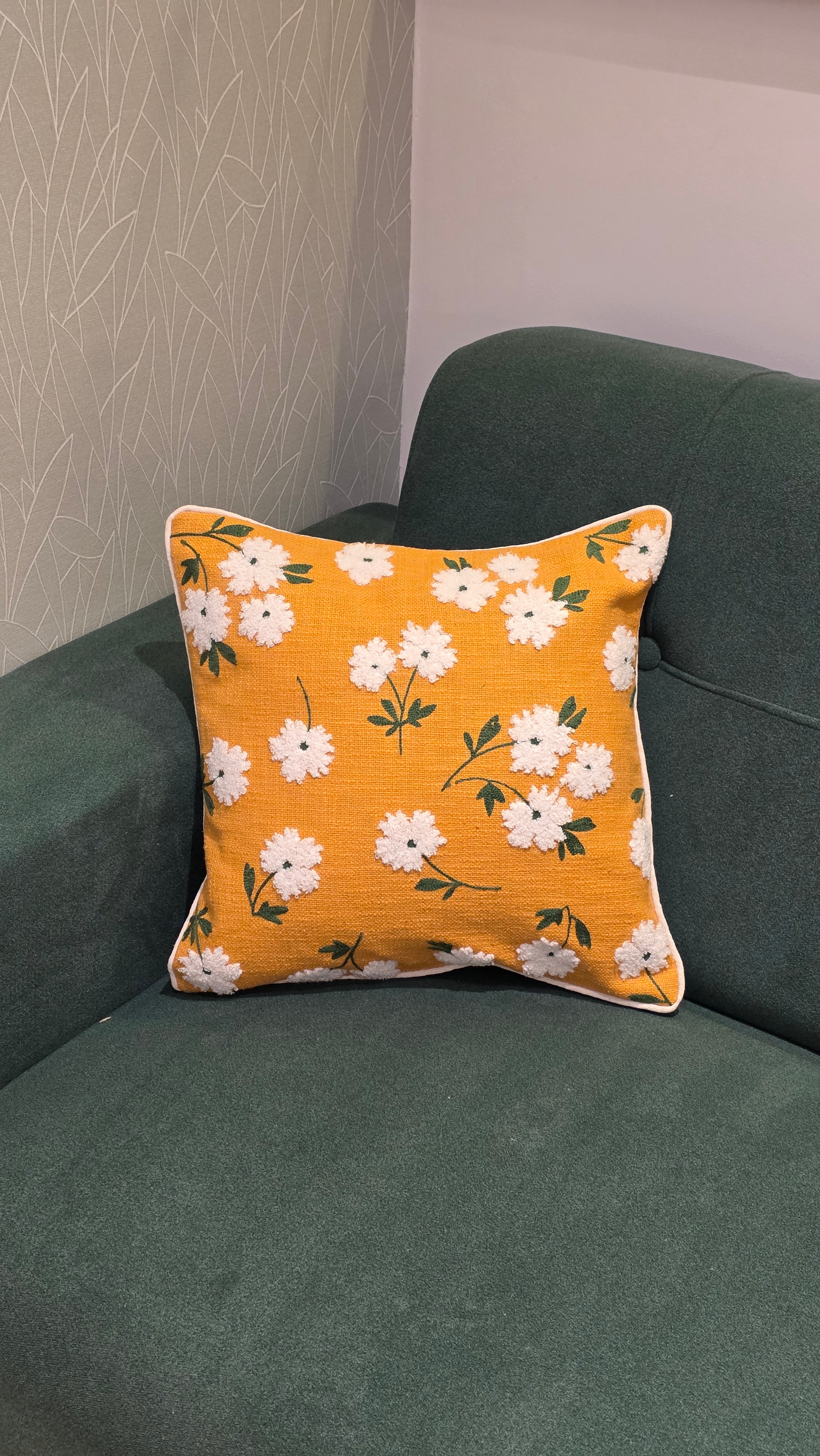 Embroidered Jute Cushion Cover – 16 x 16 inches