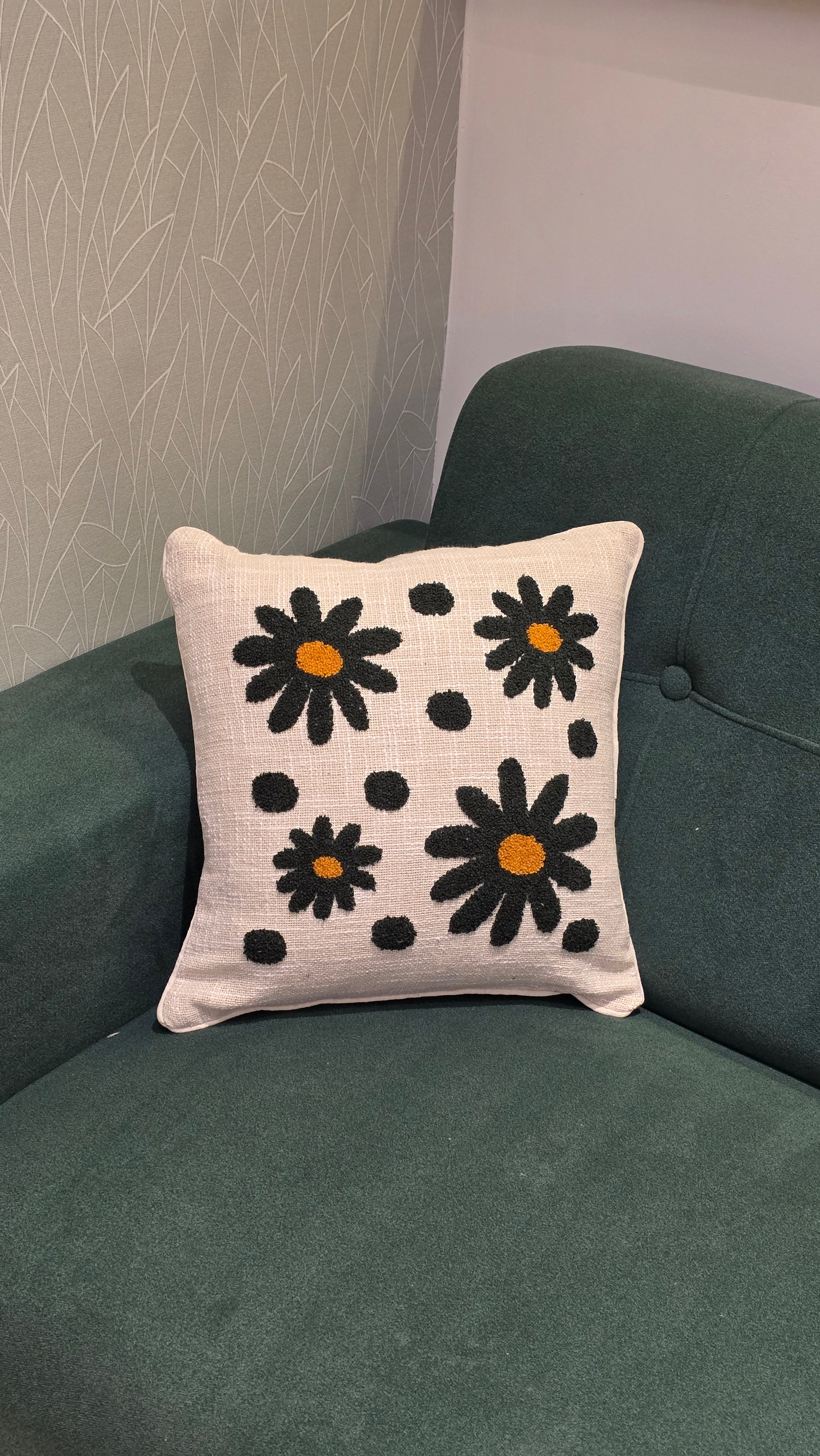 Embroidered Jute Cushion Cover – 16 x 16 inches