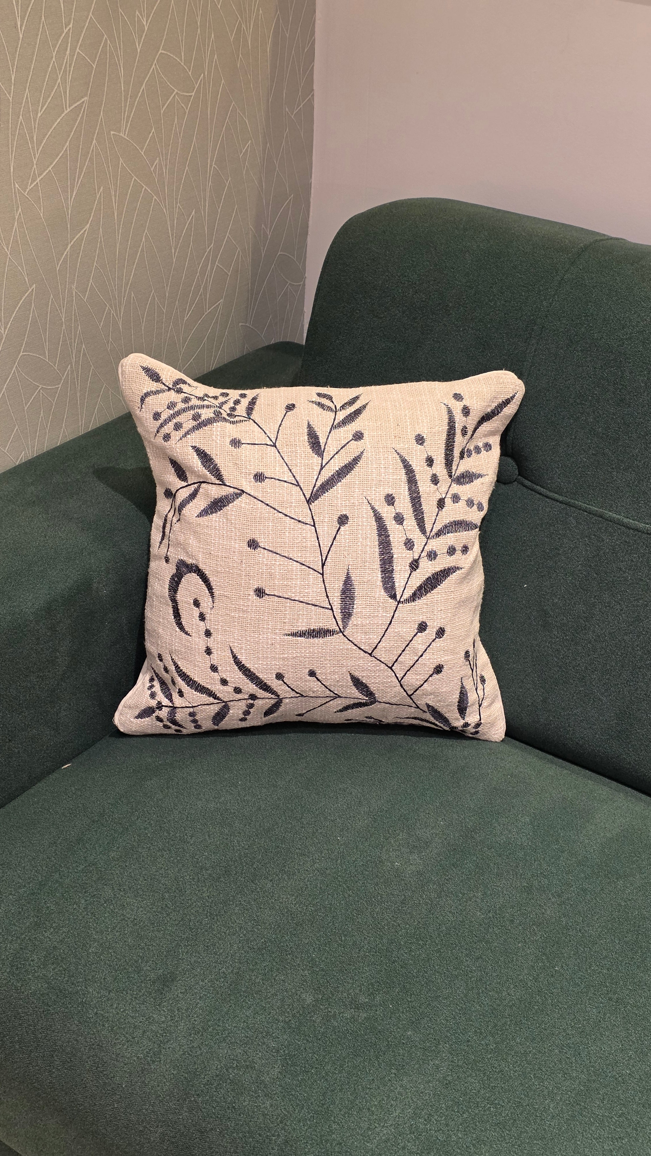 Embroidered Jute Cushion Cover – 16 x 16 inches