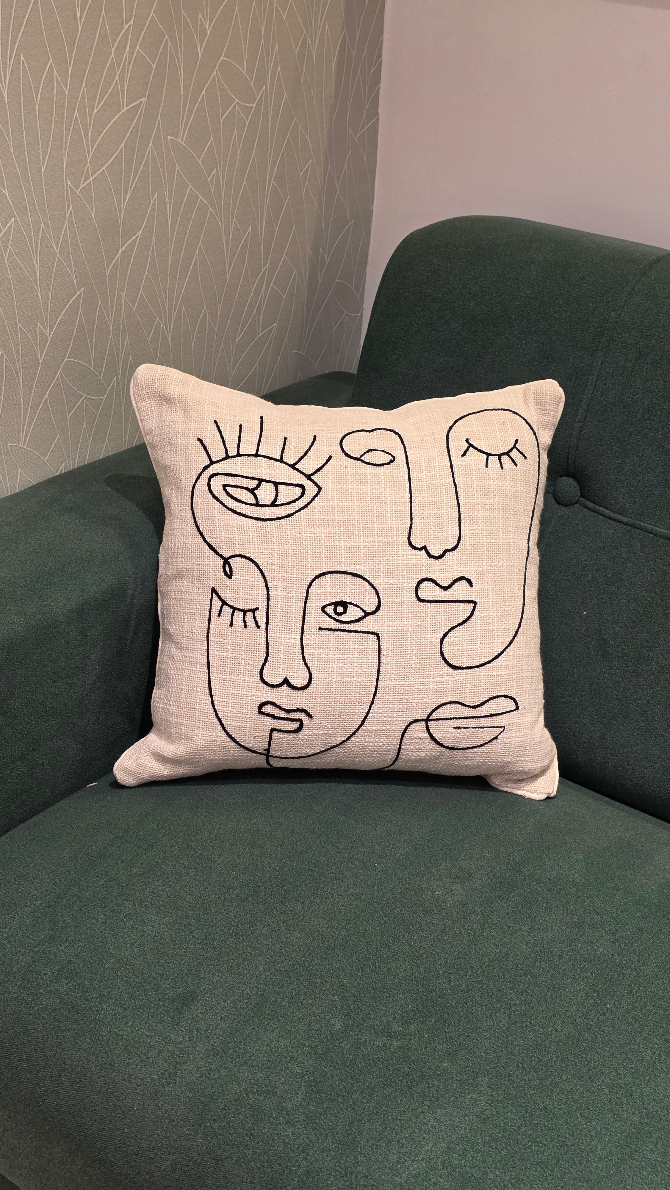 Embroidered Jute Cushion Cover – 16 x 16 inches