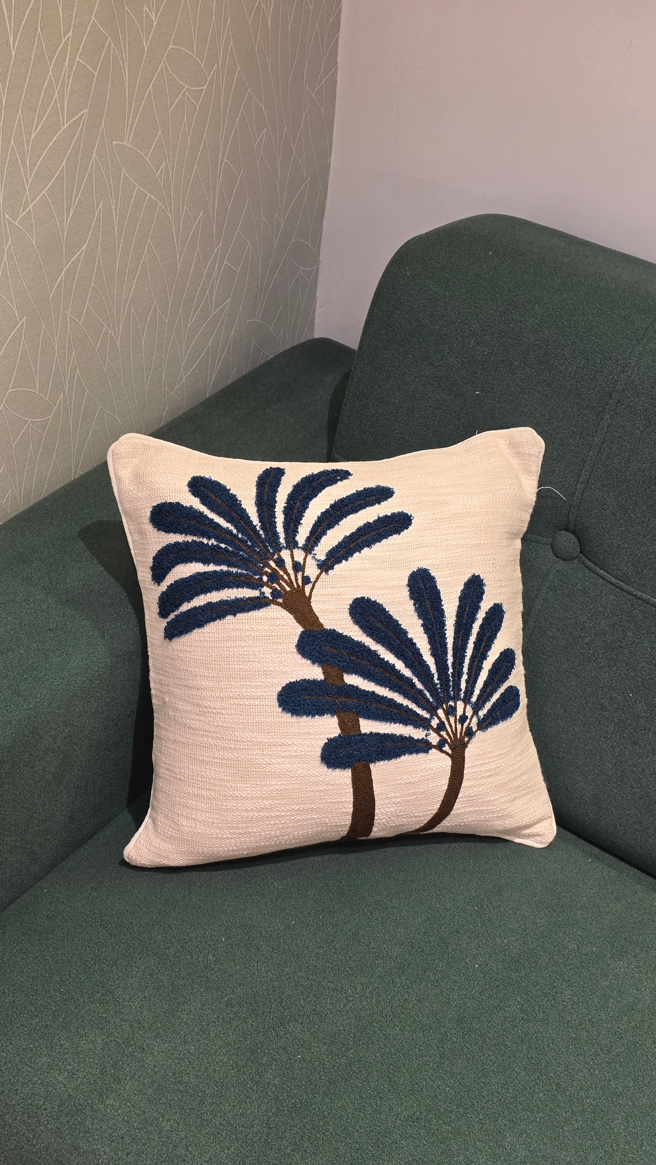 Embroidered Jute Cushion Cover – 16 x 16 inches