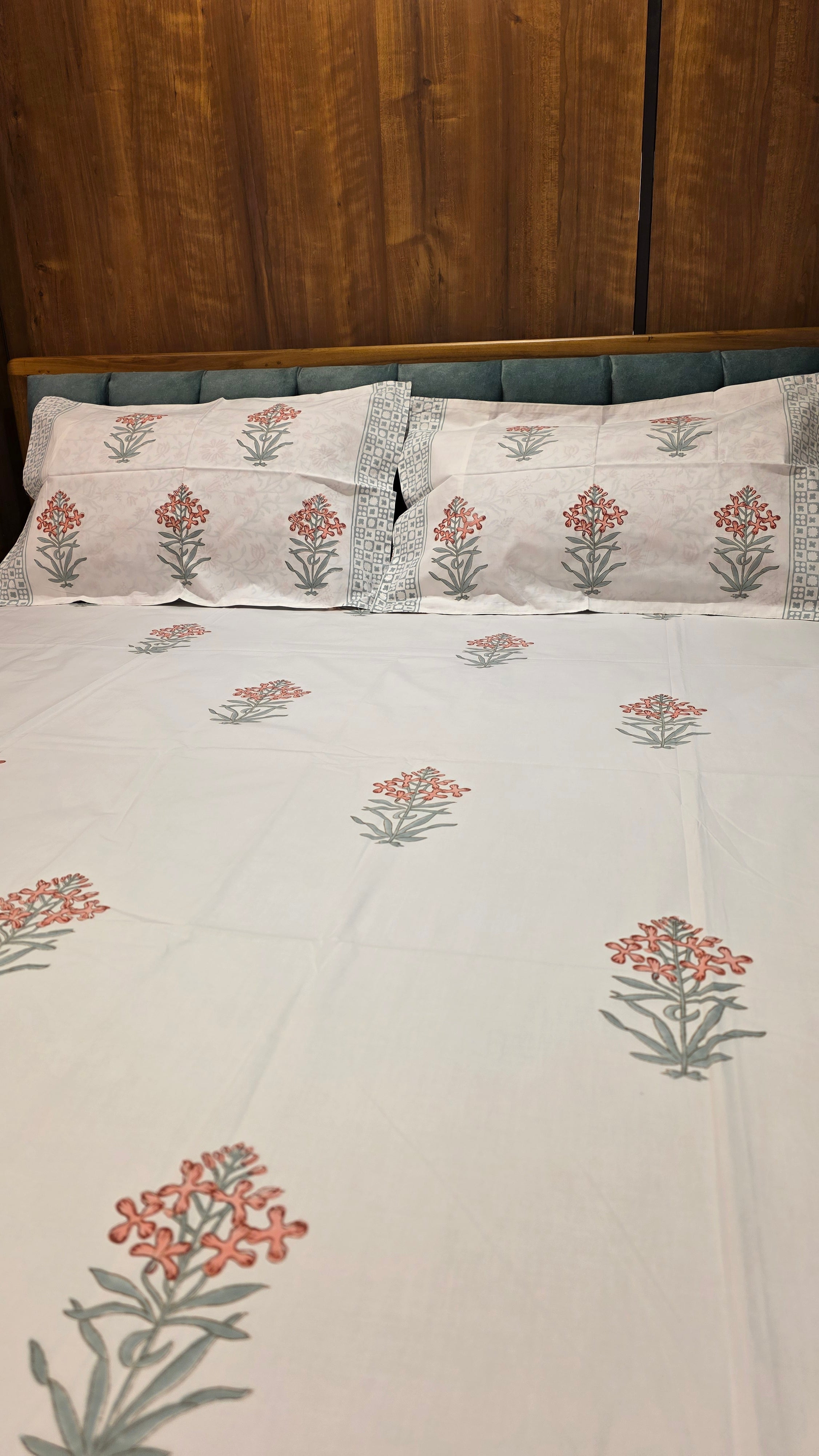Premium King Size Hand Block Print Cotton Bedsheet