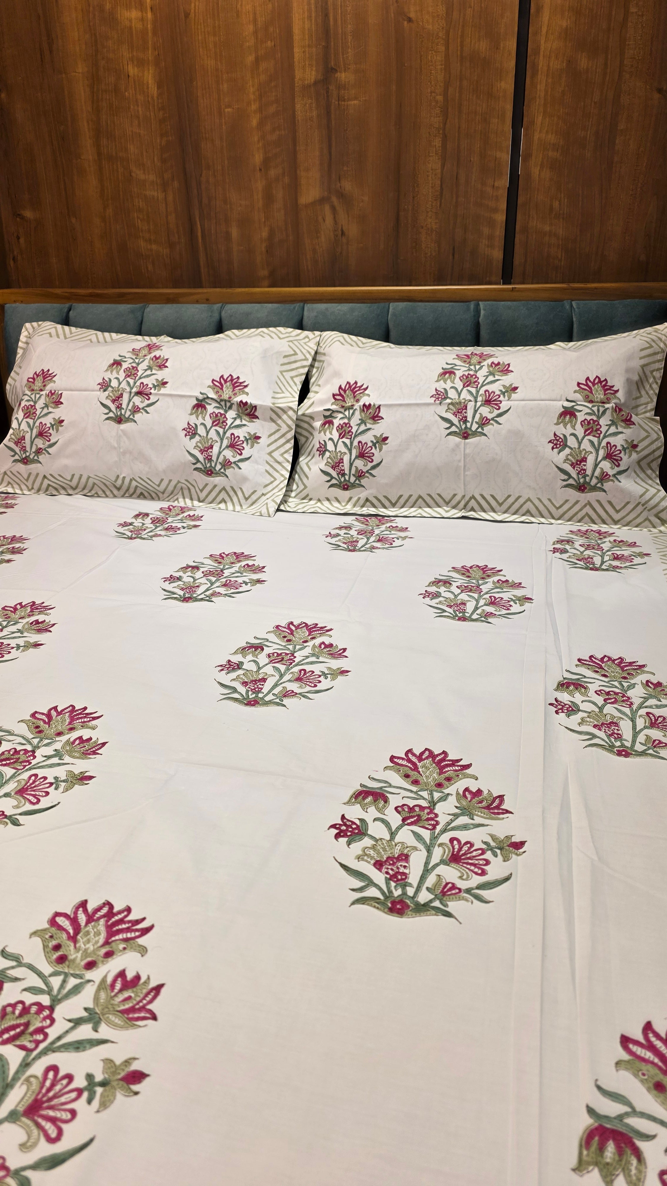 Premium King Size Hand Block Print Cotton Bedsheet