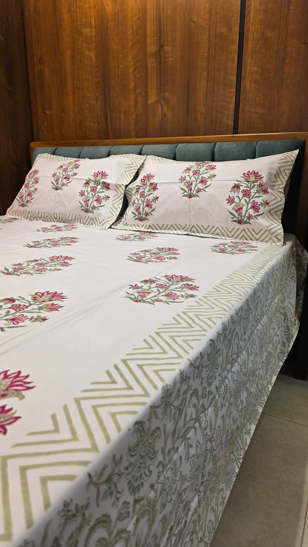Premium King Size Hand Block Print Cotton Bedsheet