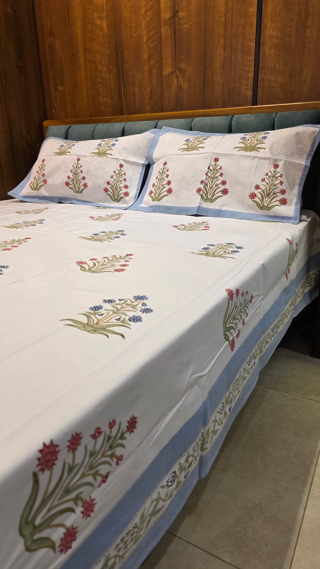 Premium King Size Hand Block Print Cotton Bedsheet