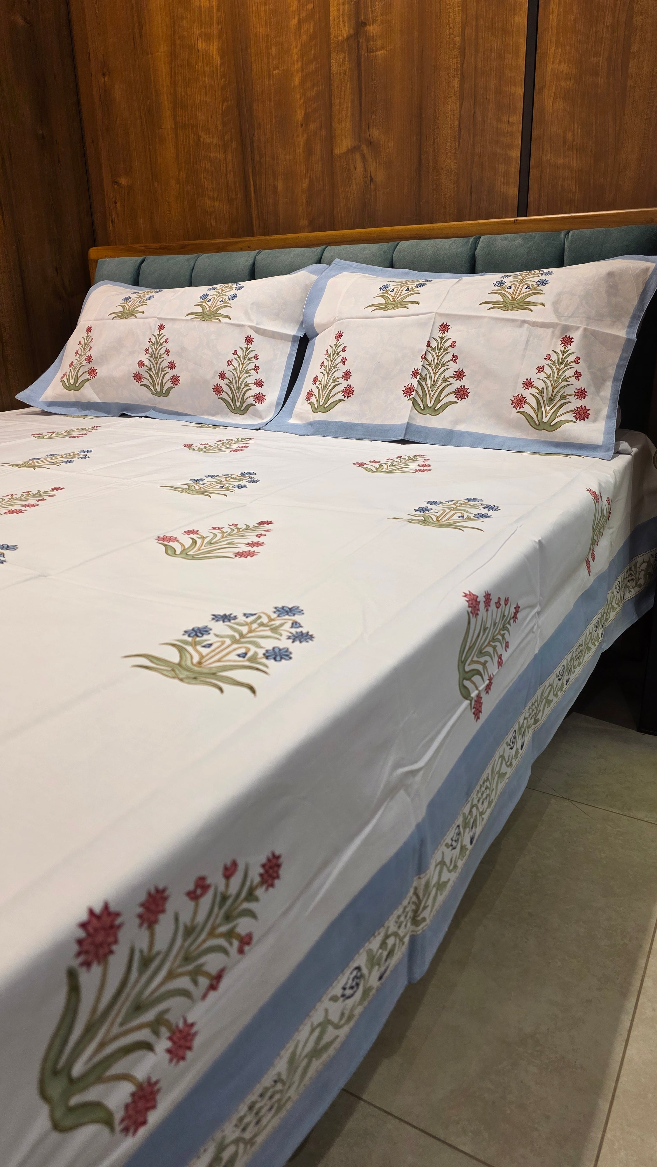 Premium King Size Hand Block Print Cotton Bedsheet
