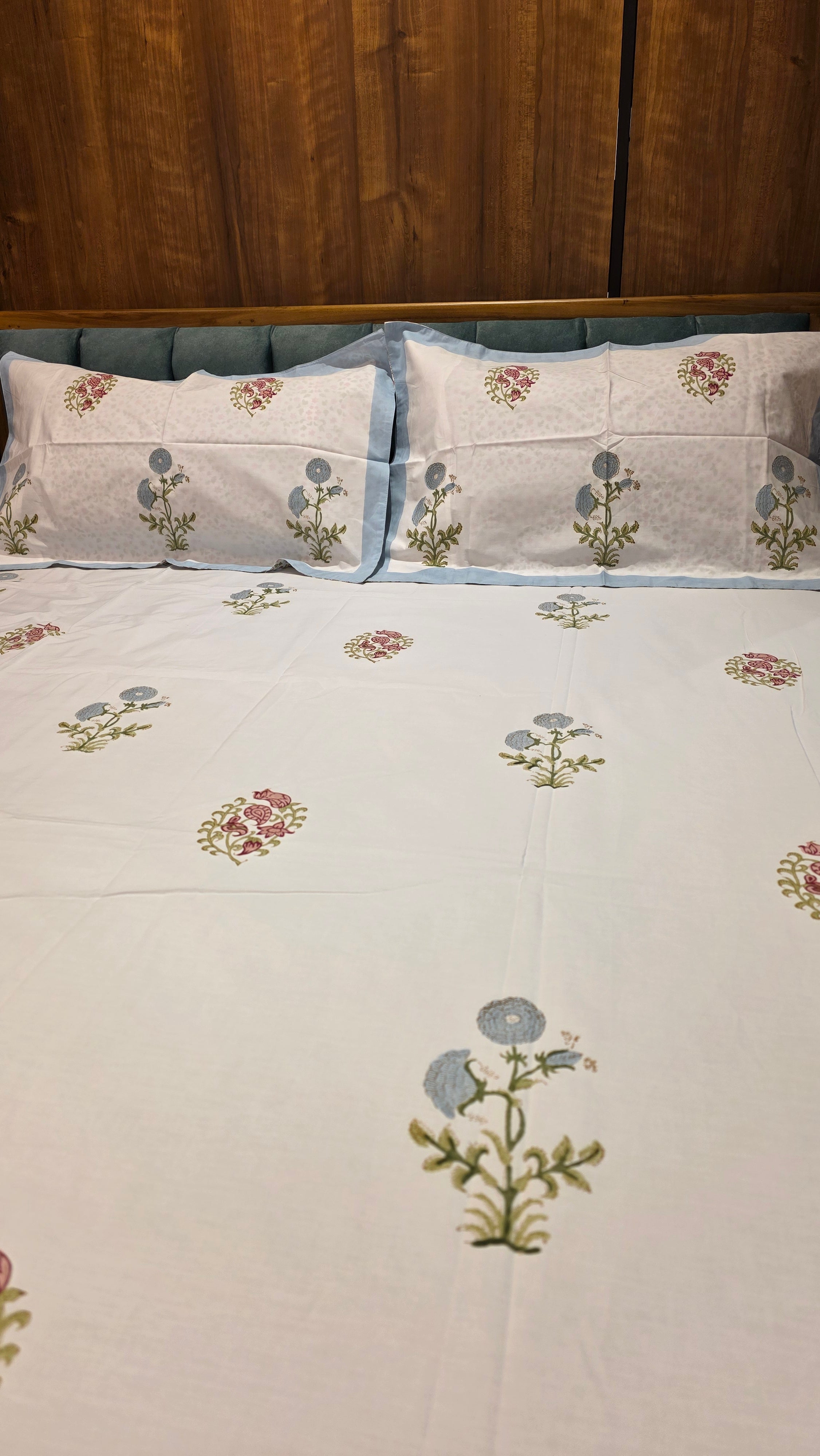 Premium King Size Hand Block Print Cotton Bedsheet