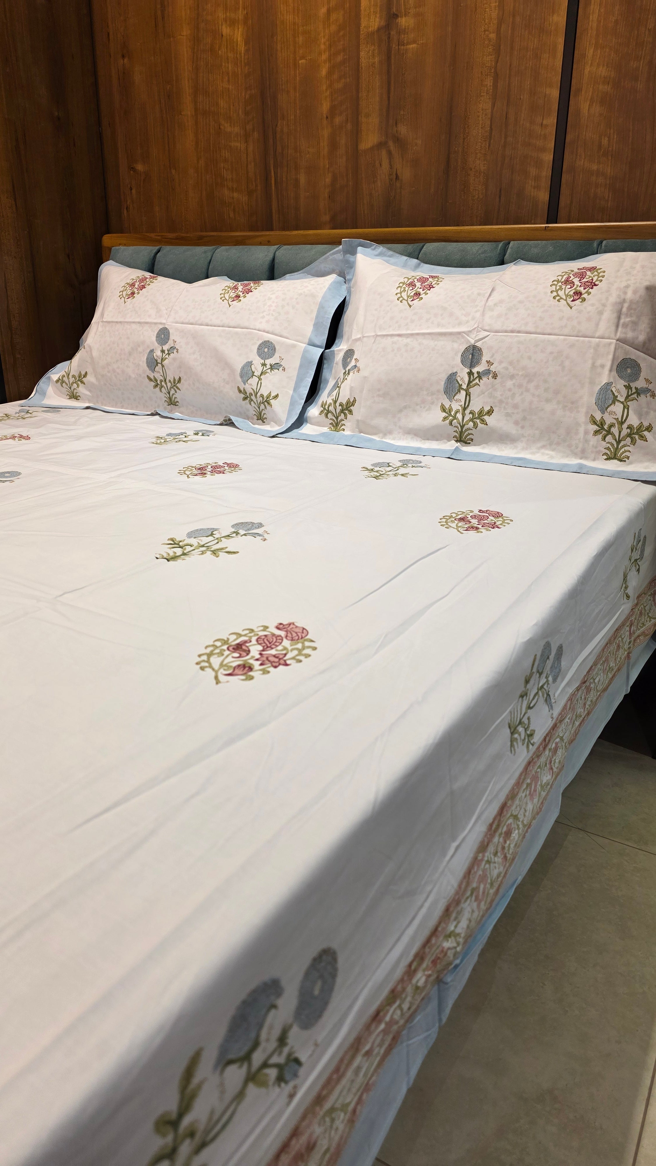 Premium King Size Hand Block Print Cotton Bedsheet
