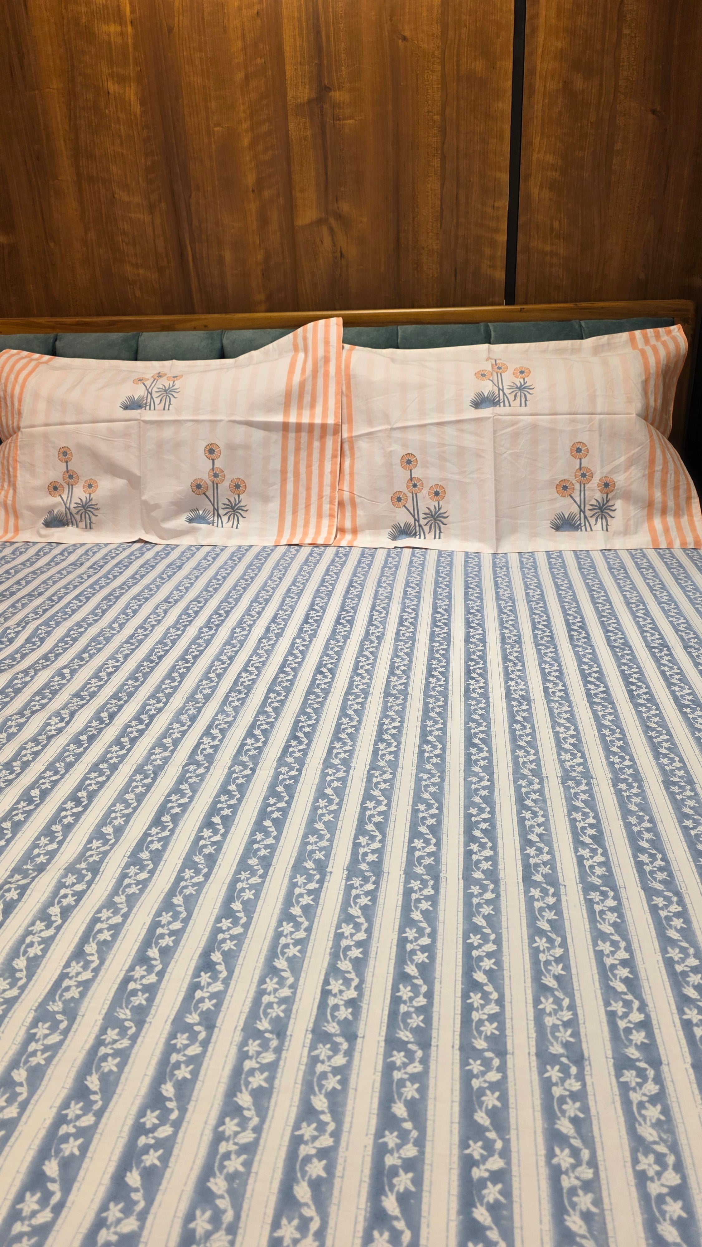 Premium King Size Hand Block Print Cotton Bedsheet