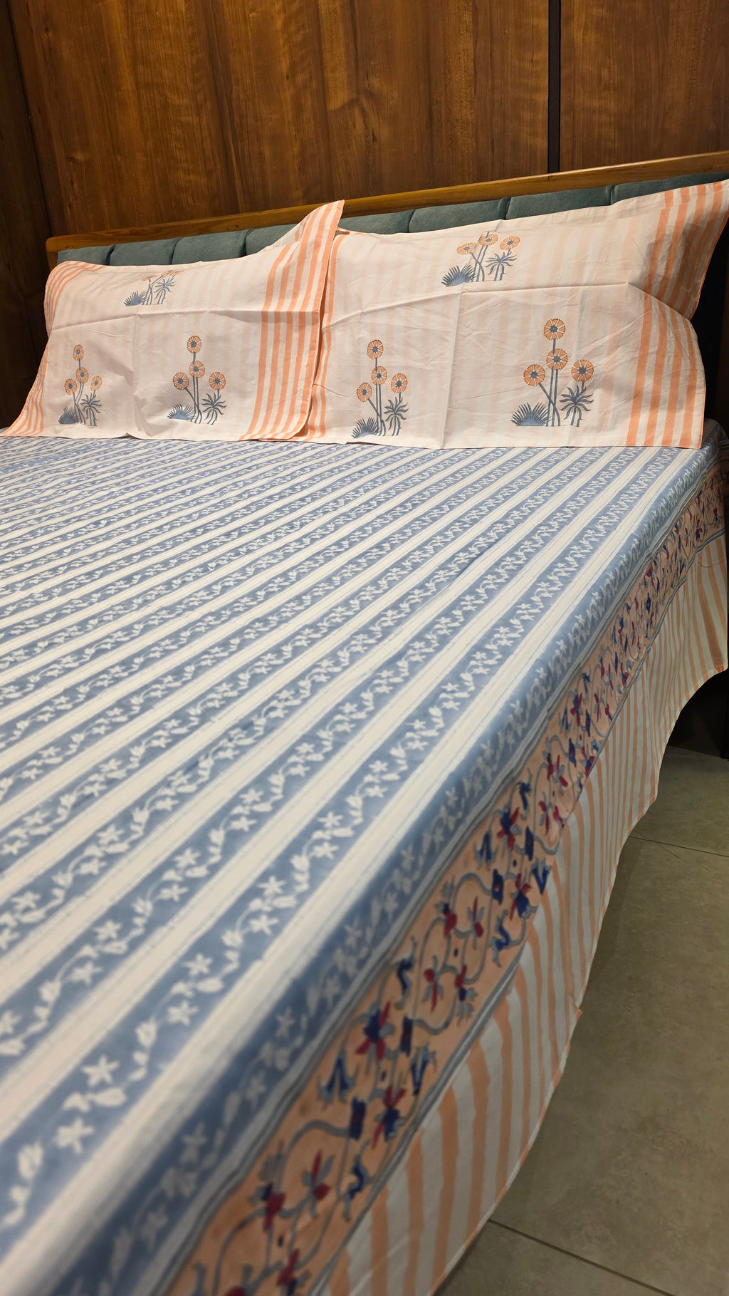 Premium King Size Hand Block Print Cotton Bedsheet