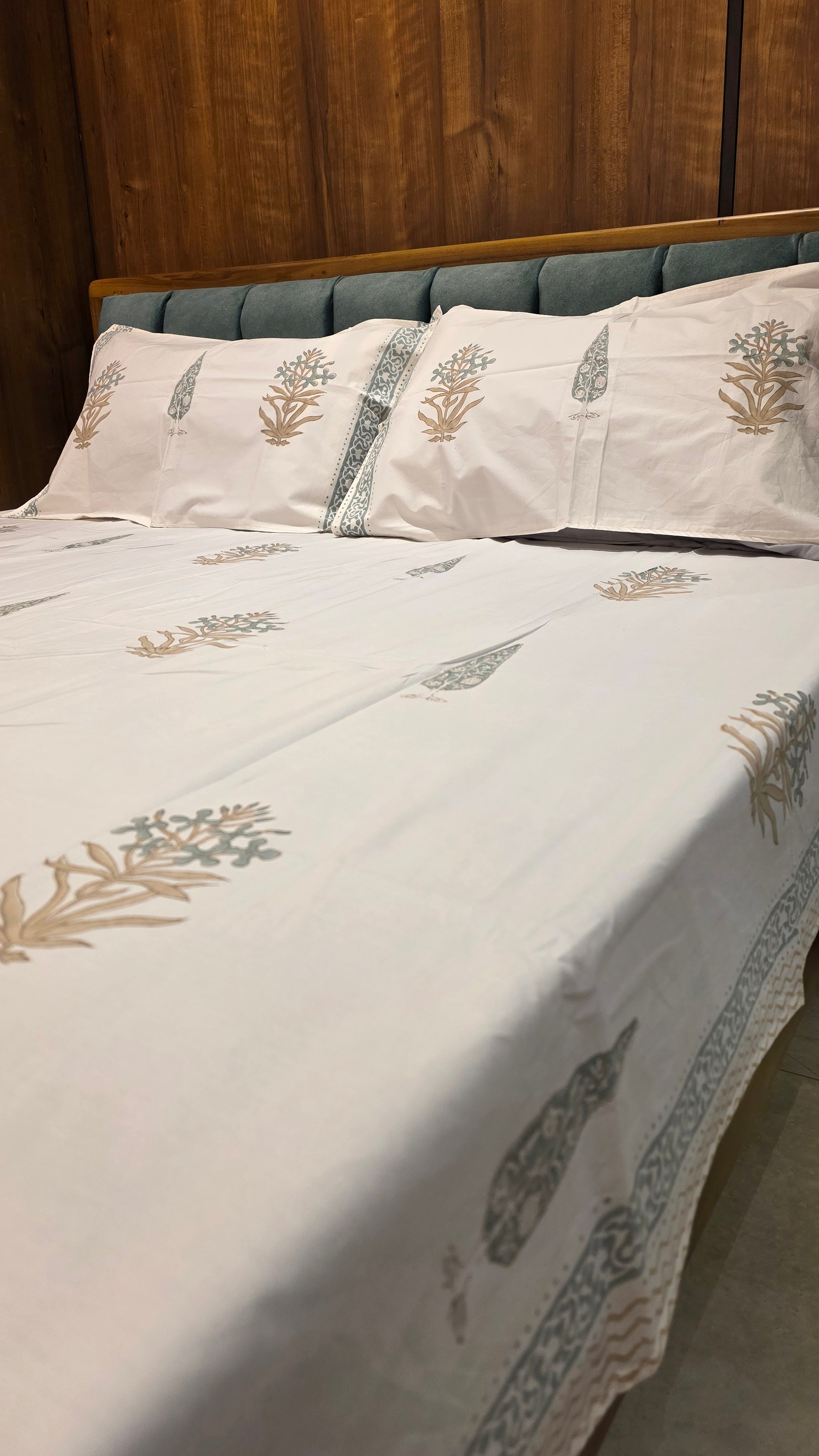 Premium King Size Hand Block Print Cotton Bedsheet