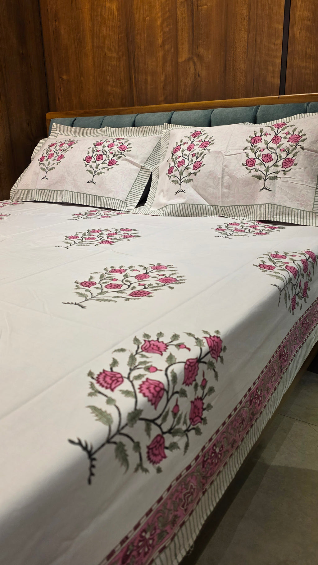Premium King Size Hand Block Print Cotton Bedsheet