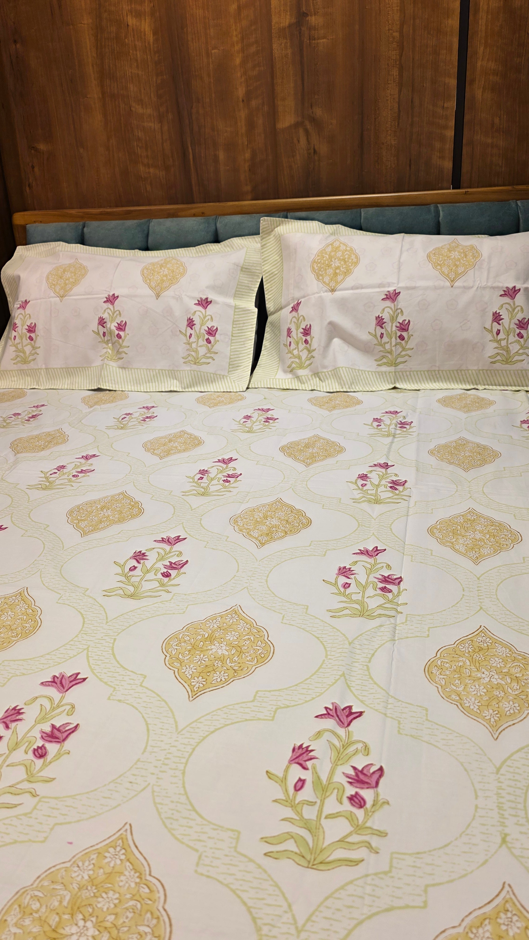 Premium King Size Hand Block Print Cotton Bedsheet