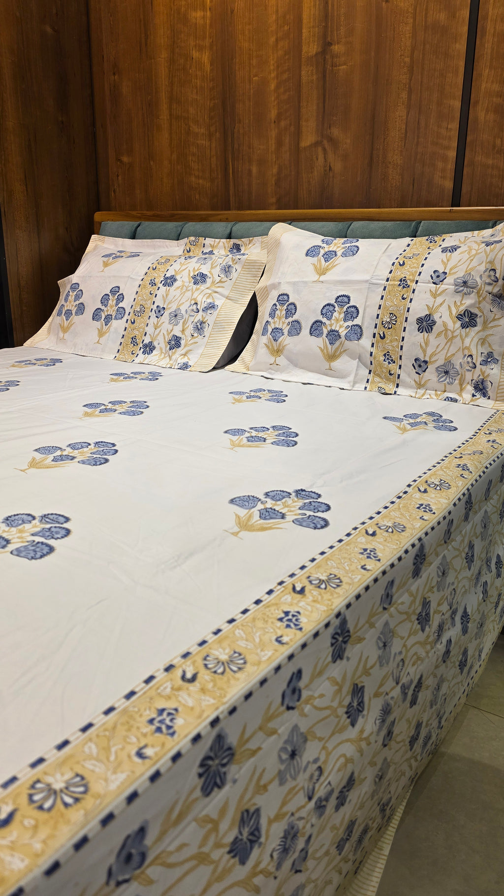 Premium King Size Hand Block Print Cotton Bedsheet