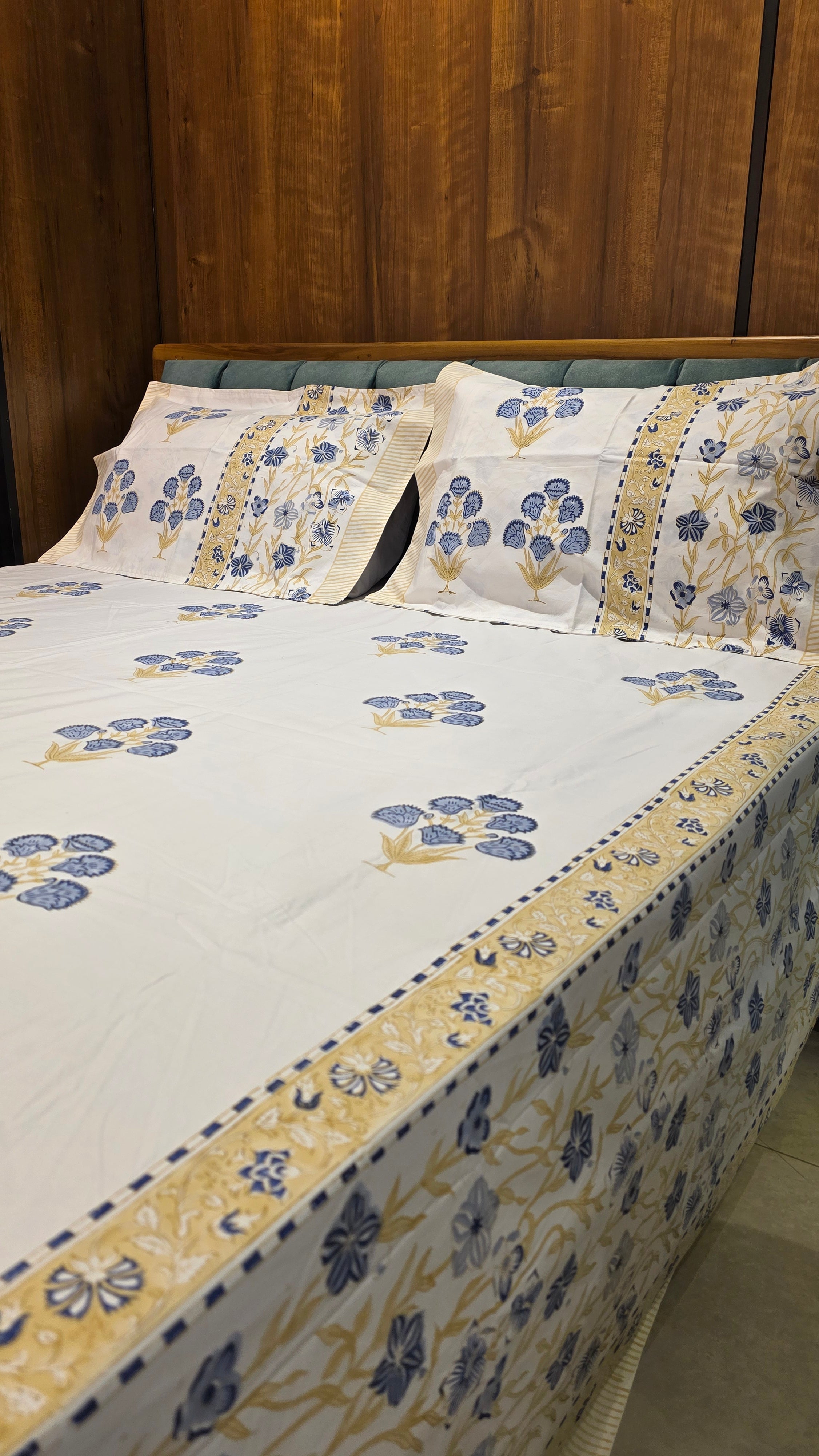 Premium King Size Hand Block Print Cotton Bedsheet