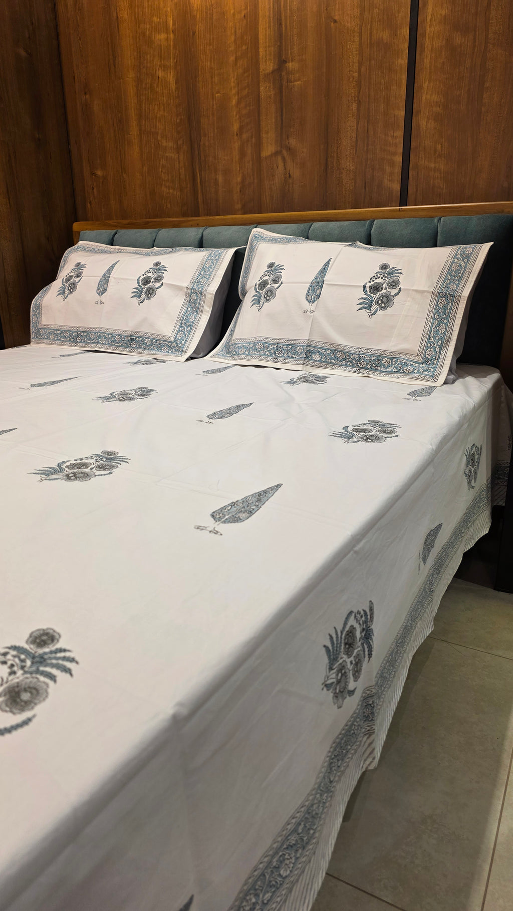 Premium King Size Hand Block Print Cotton Bedsheet