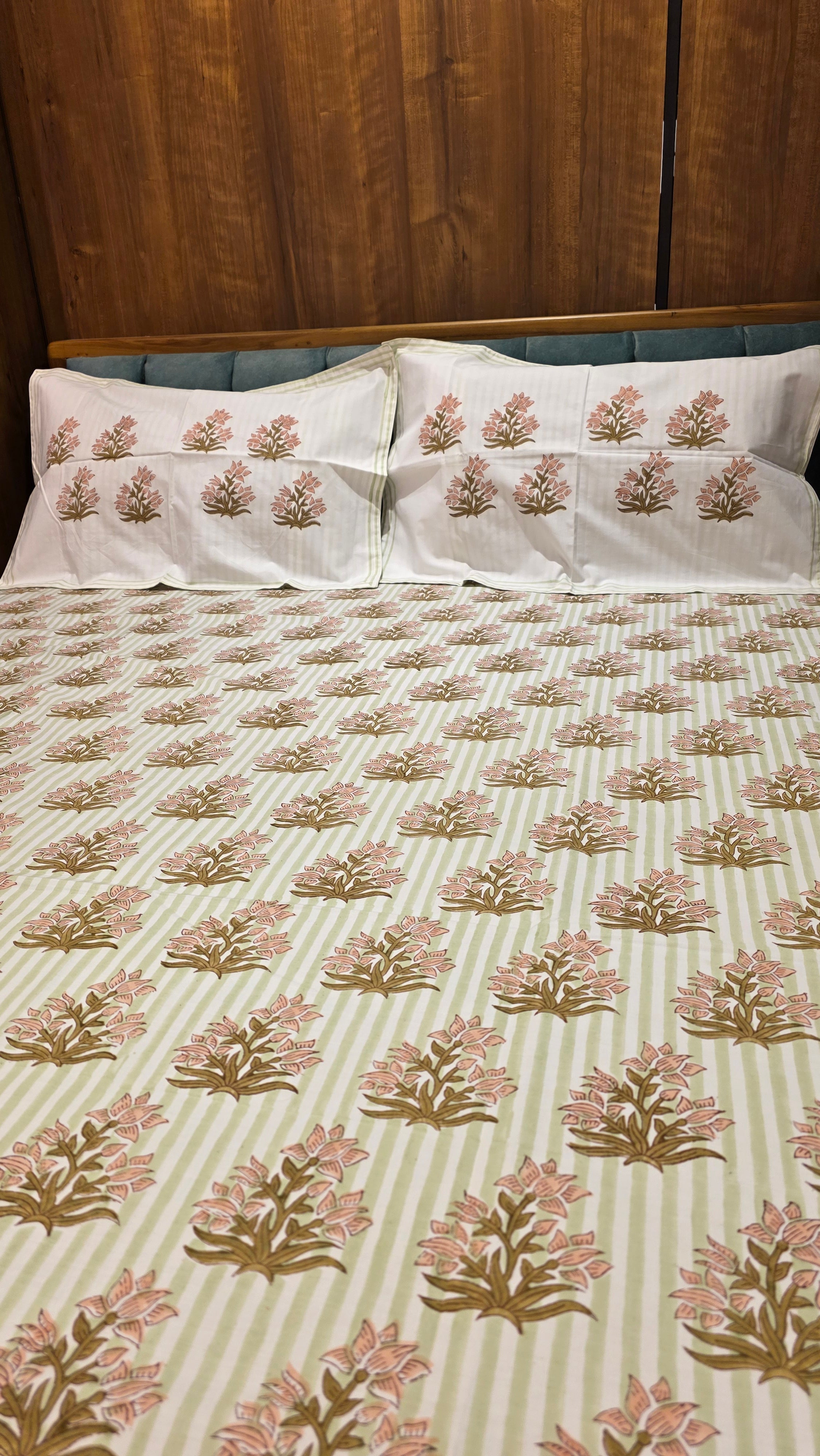Premium King Size Hand Block Print Cotton Bedsheet