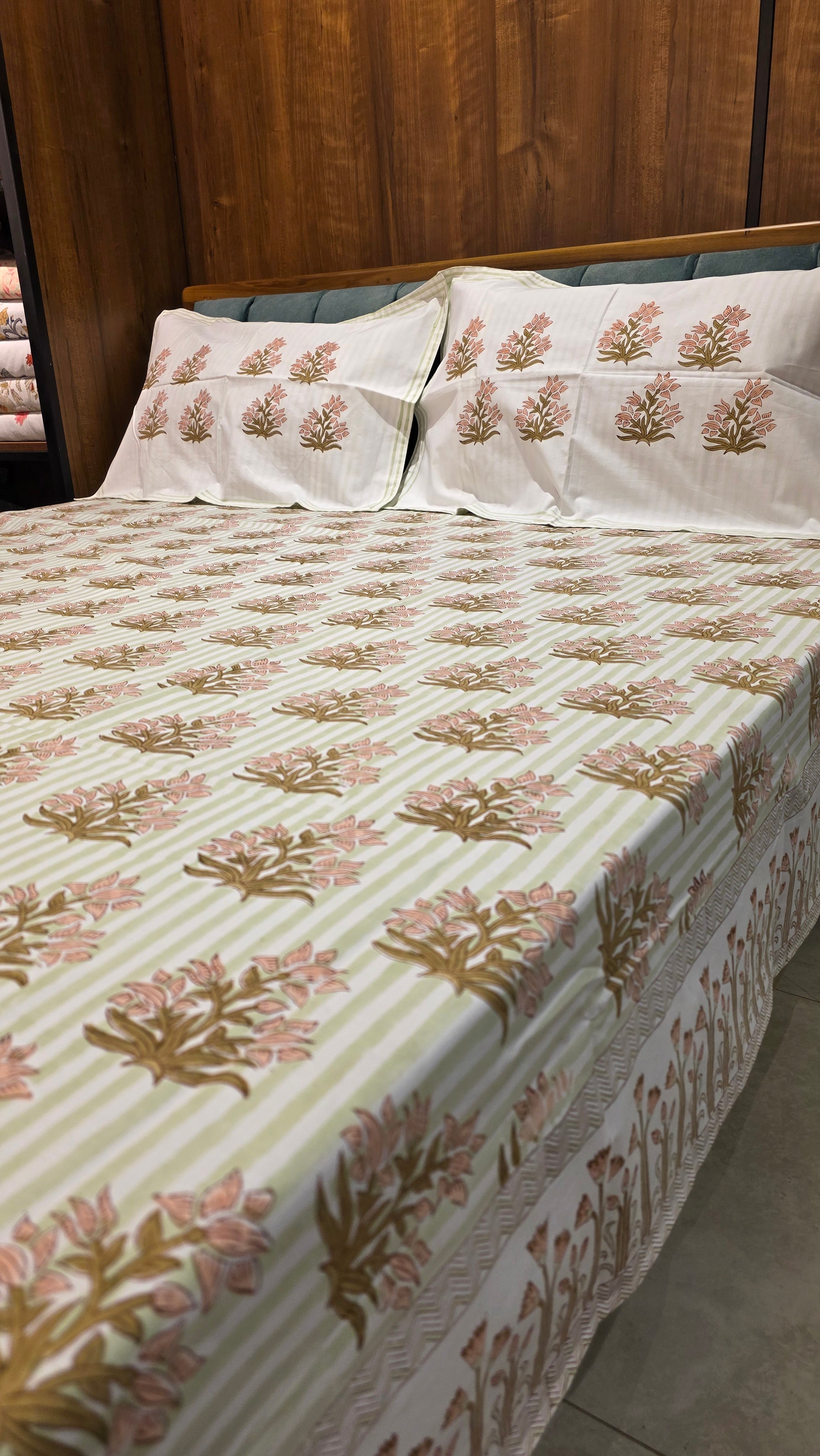 Premium King Size Hand Block Print Cotton Bedsheet