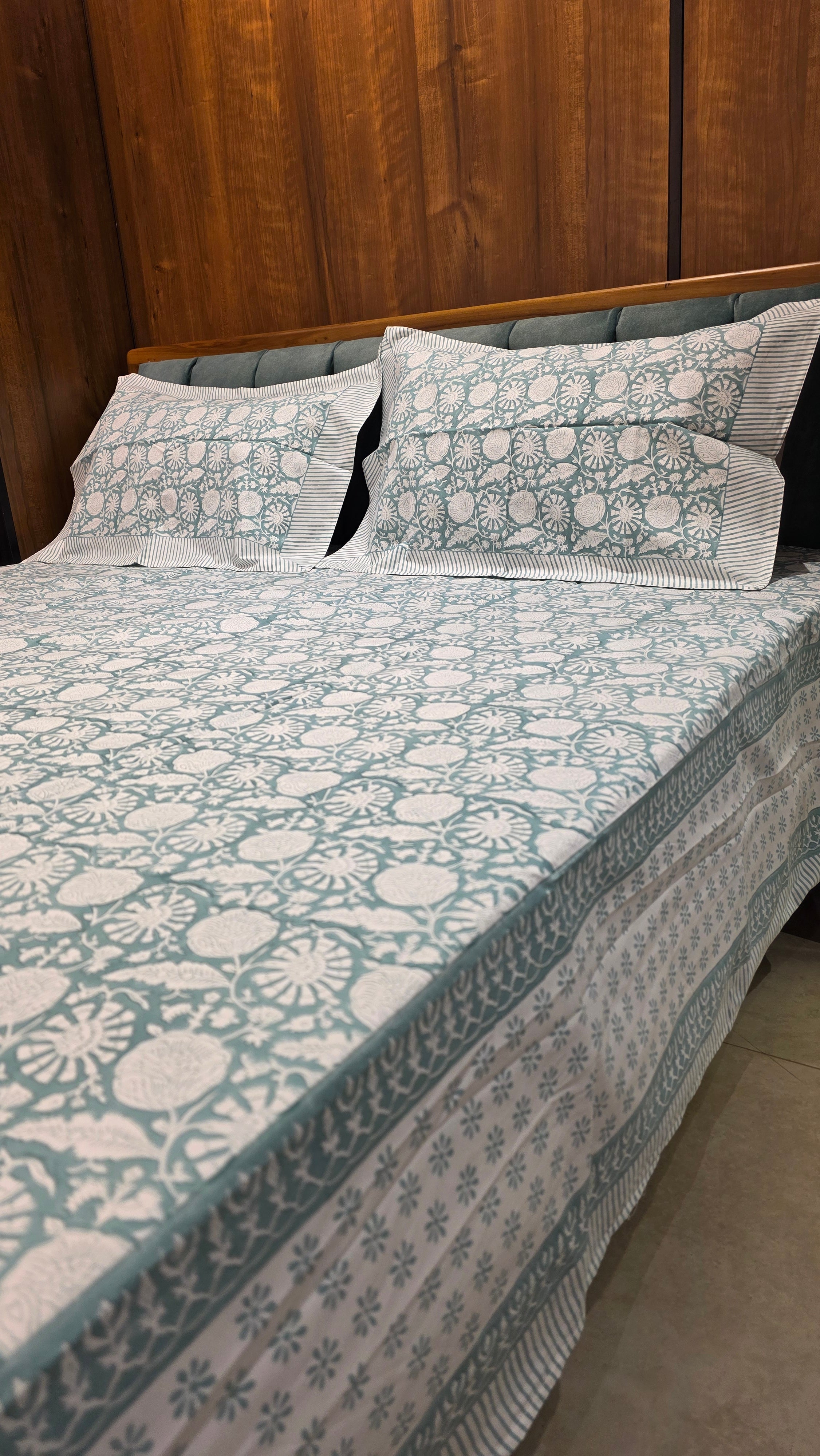 Premium King Size Hand Block Print Cotton Bedsheet