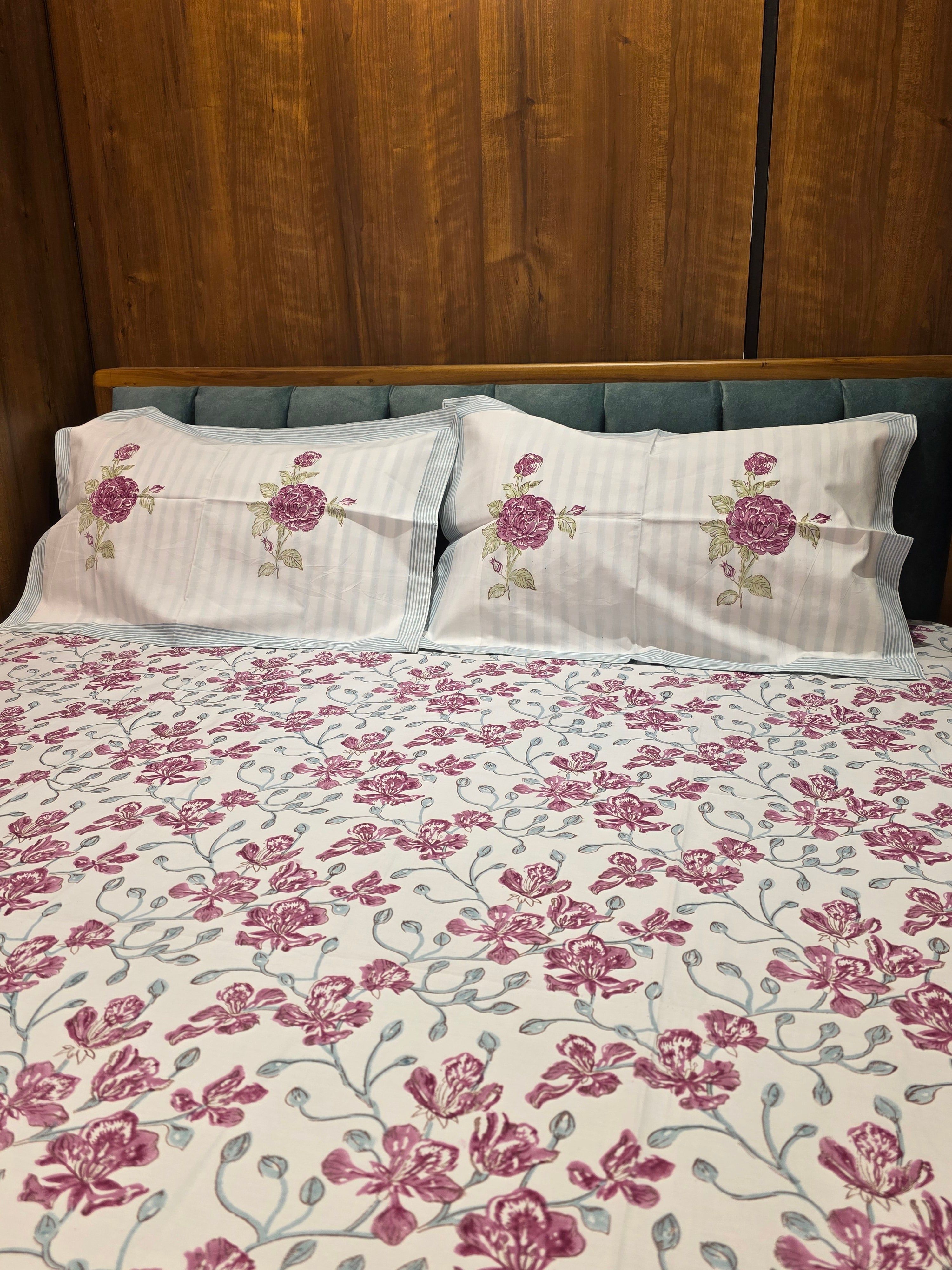 Premium King Size Hand Block Print Cotton Bedsheet