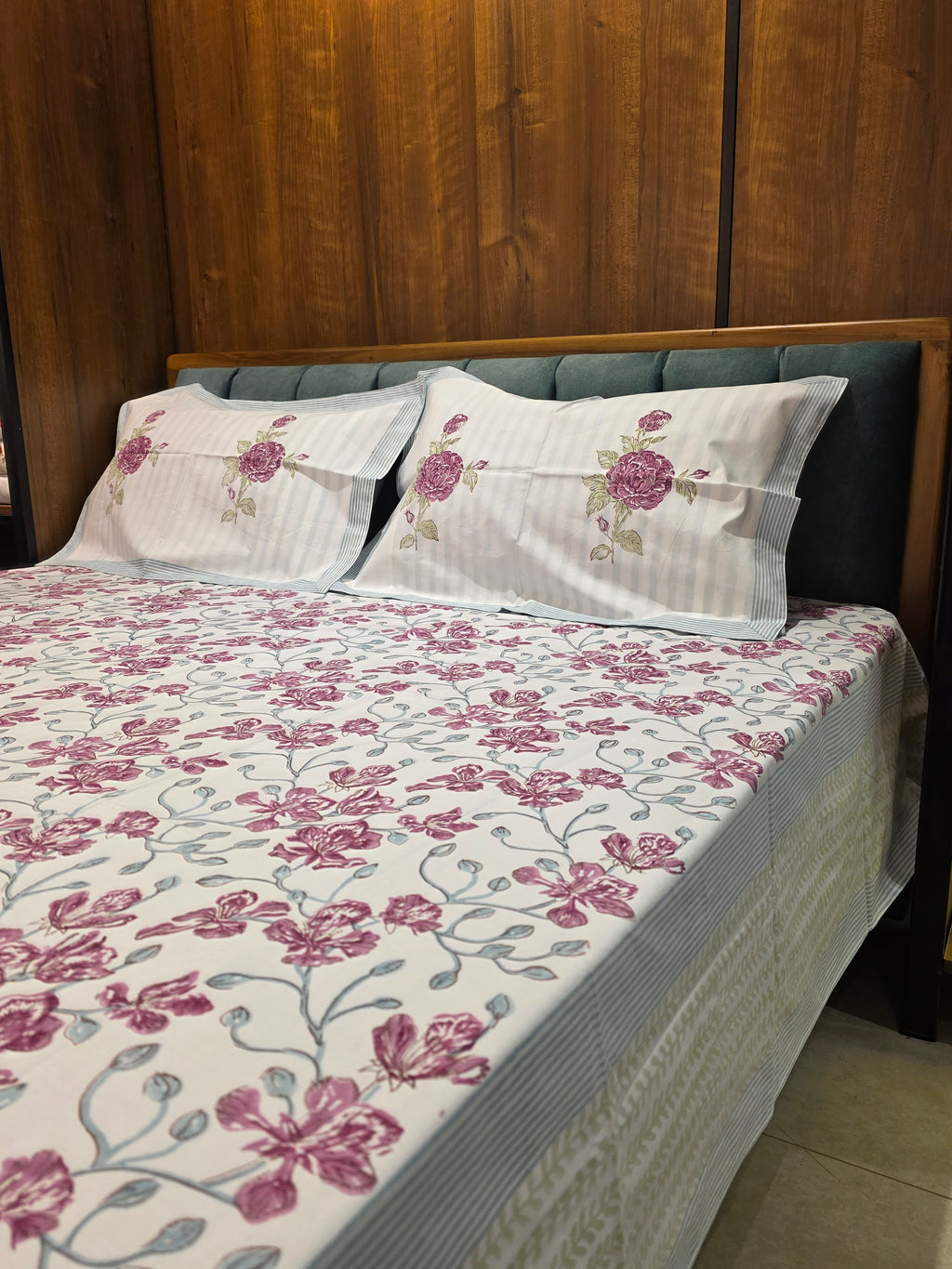 Premium King Size Hand Block Print Cotton Bedsheet