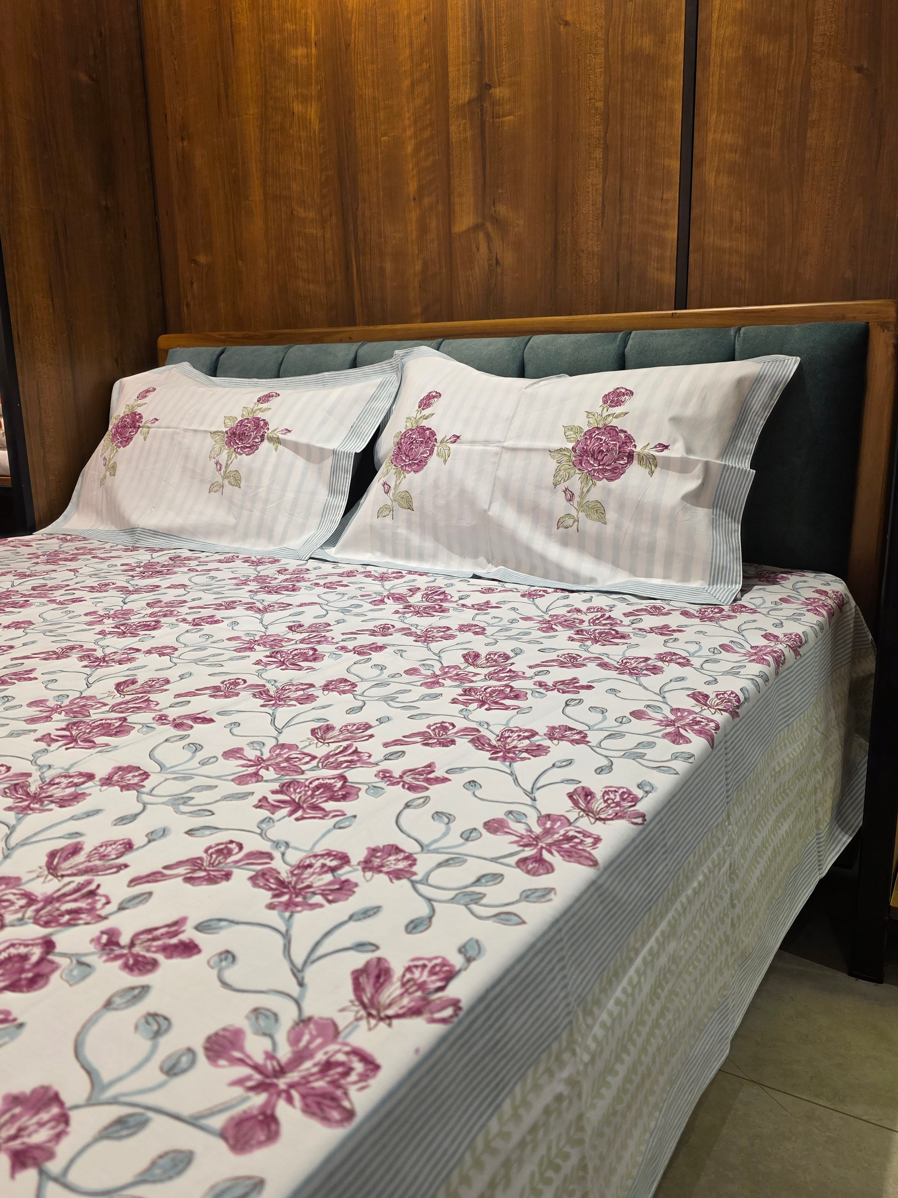 Premium King Size Hand Block Print Cotton Bedsheet