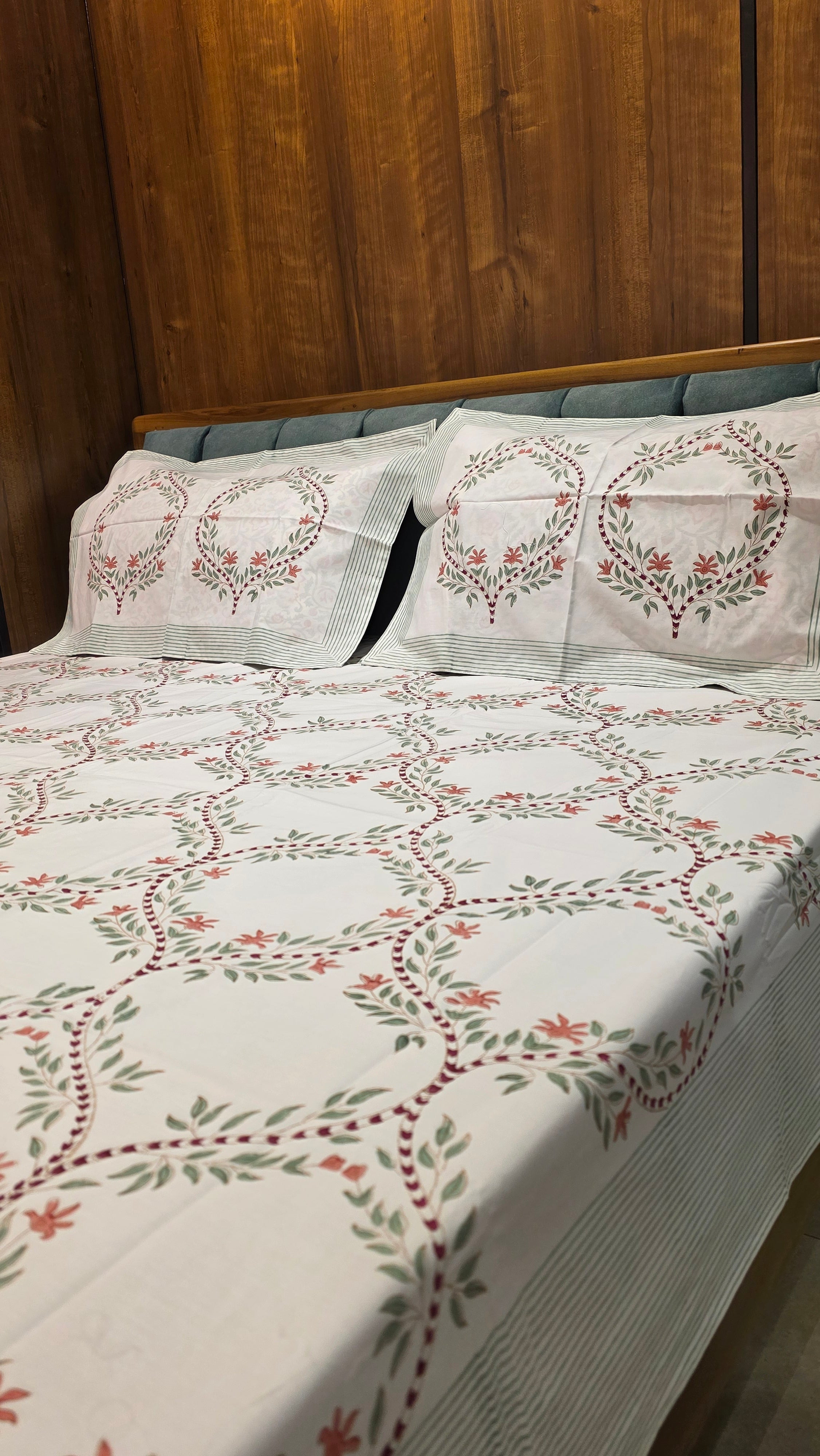 Premium King Size Hand Block Print Cotton Bedsheet