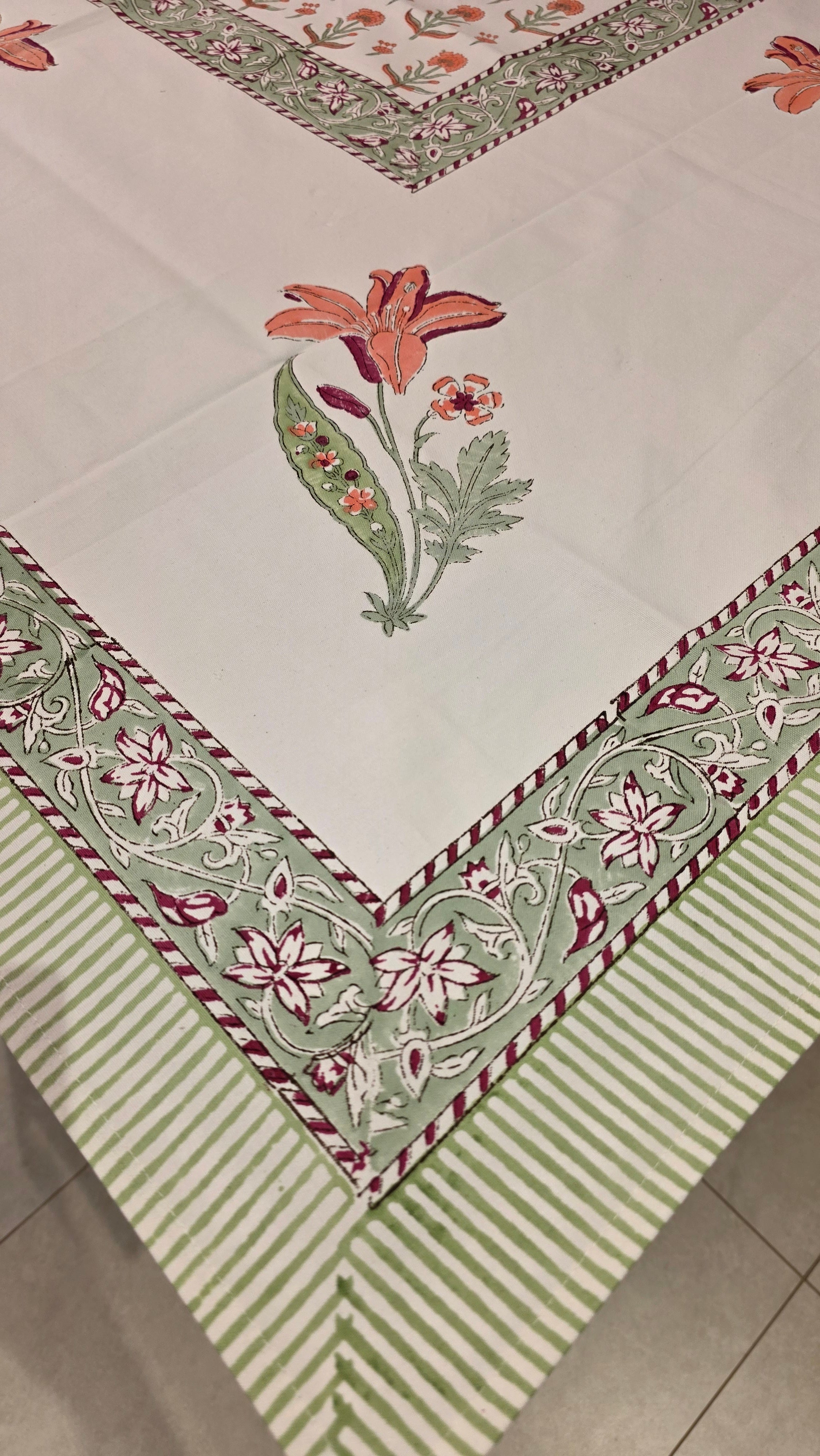 Hand Block Print Table Cloth - 6 Seater