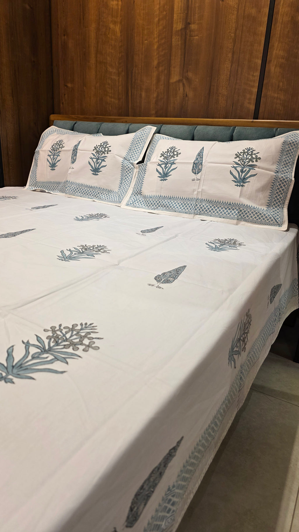 Premium King Size Hand Block Print Cotton Bedsheet