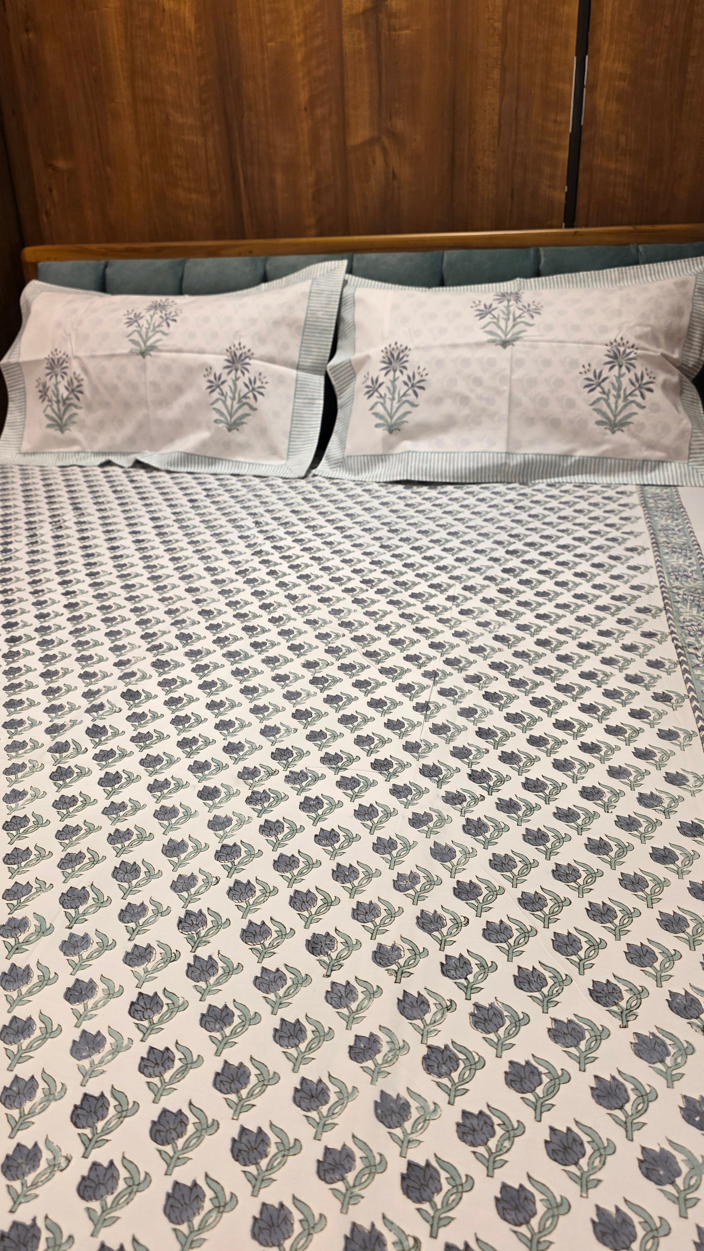 Premium King Size Hand Block Print Cotton Bedsheet