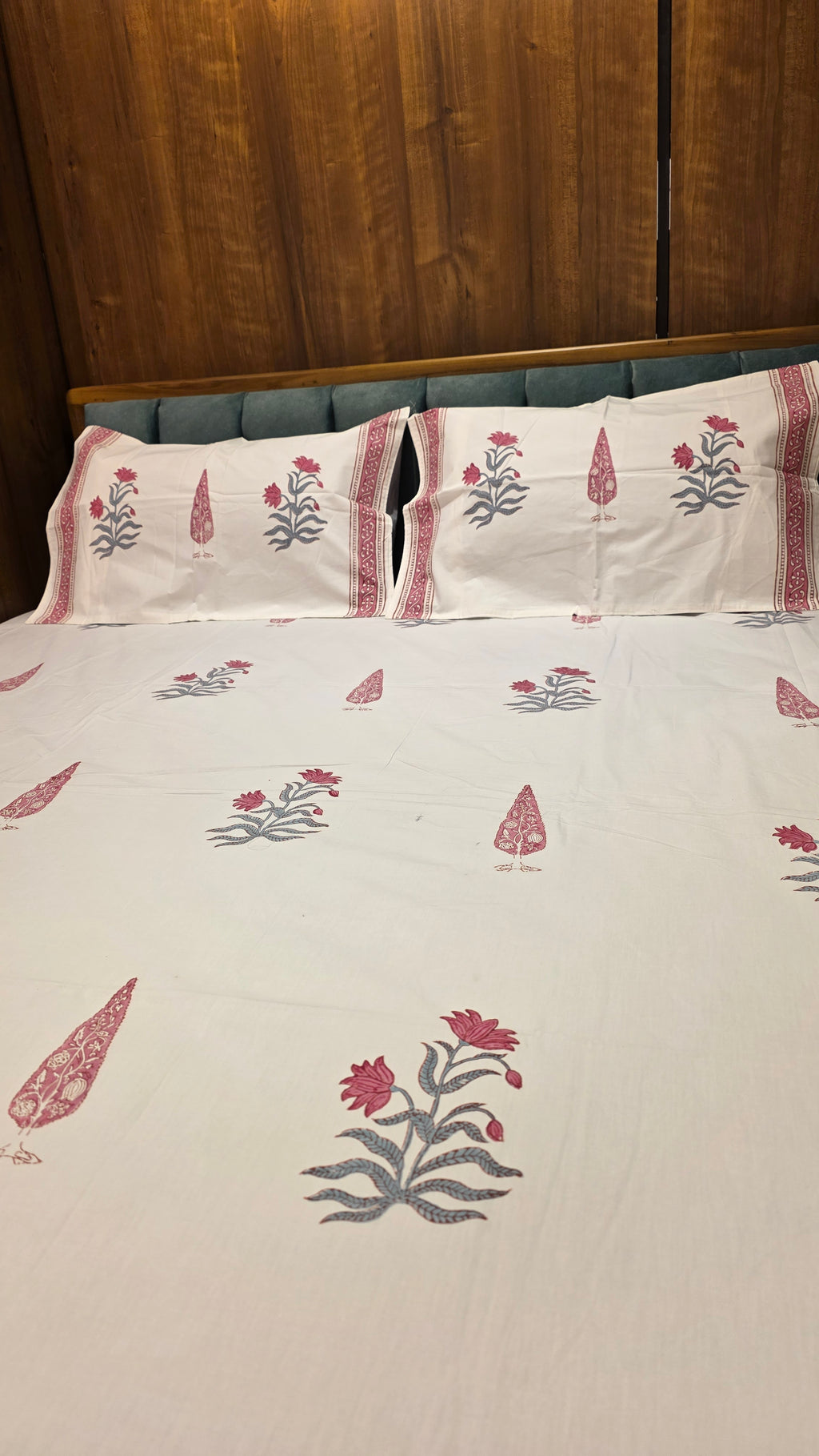 Premium King Size Hand Block Print Cotton Bedsheet