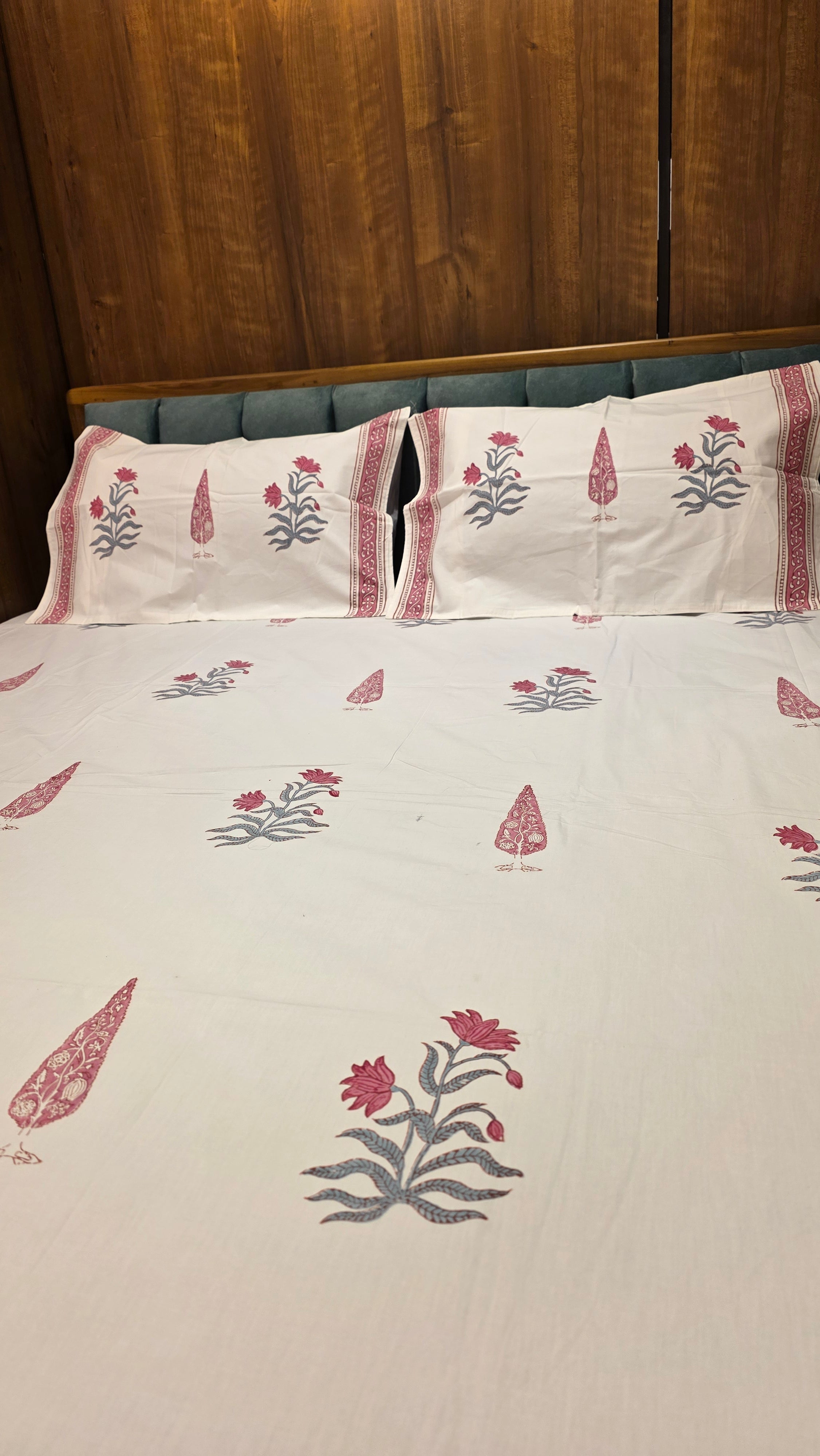 Premium King Size Hand Block Print Cotton Bedsheet