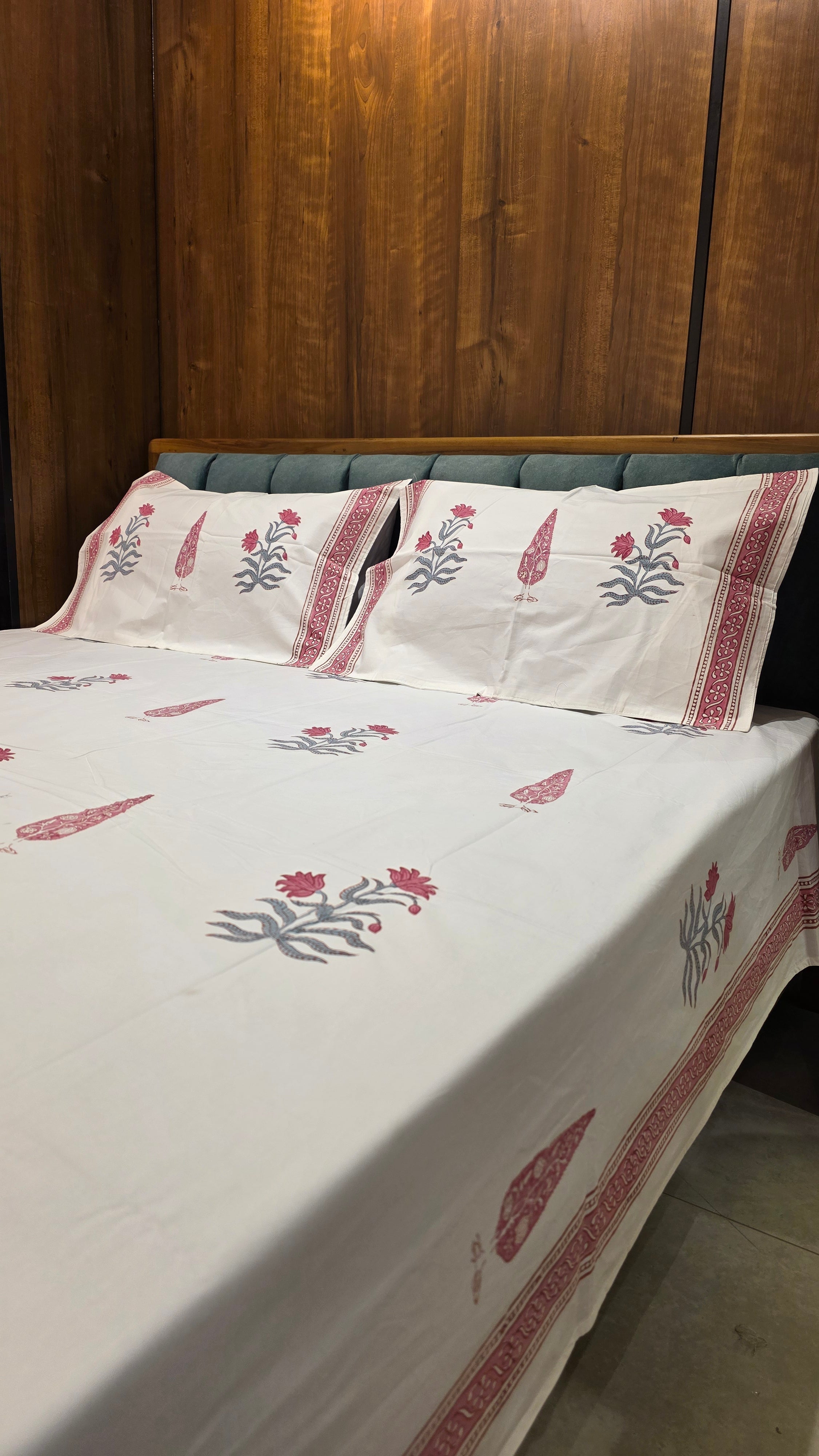 Premium King Size Hand Block Print Cotton Bedsheet