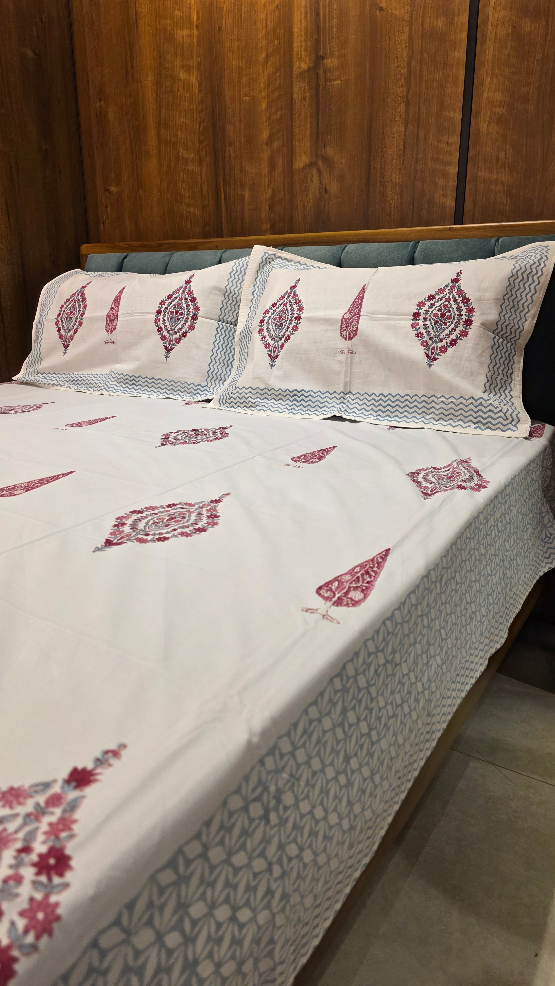 Premium King Size Hand Block Print Cotton Bedsheet