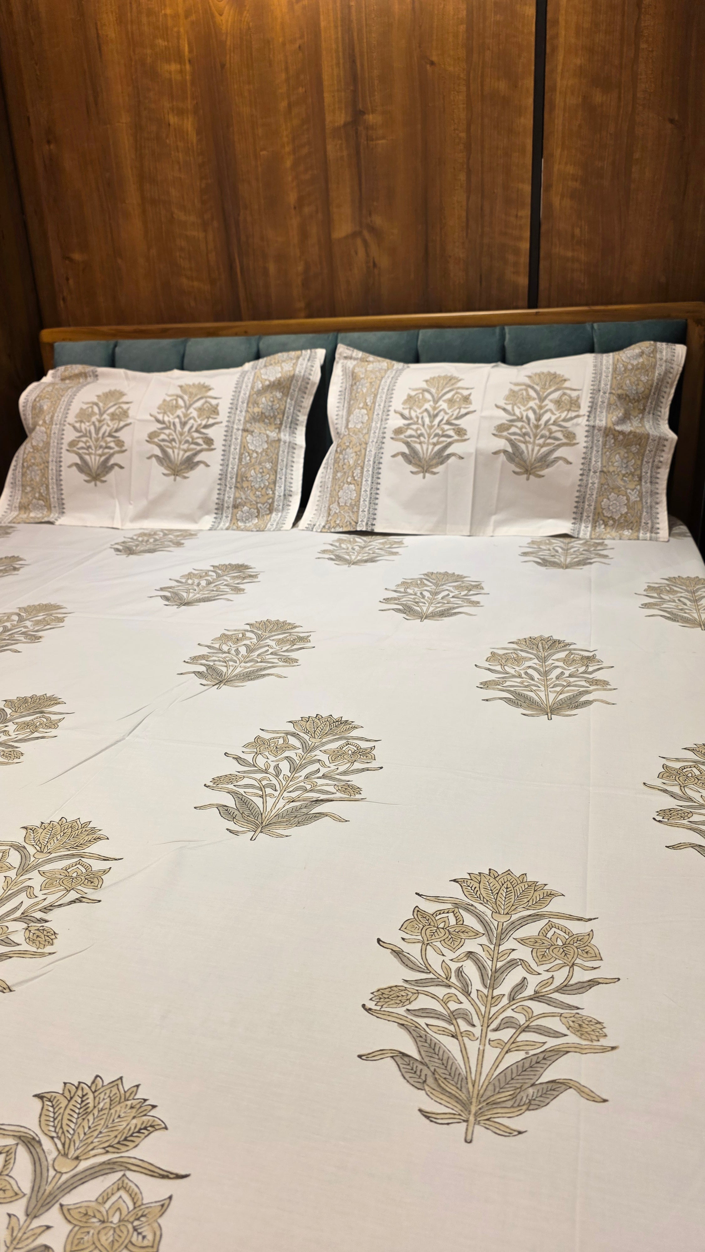 Premium King Size Hand Block Print Cotton Bedsheet