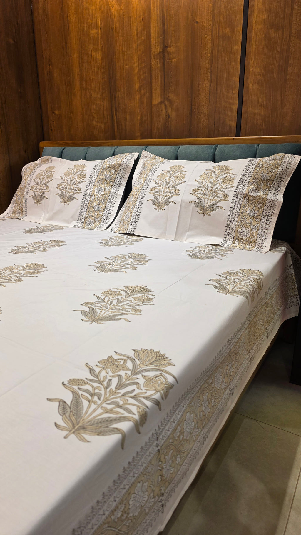 Premium King Size Hand Block Print Cotton Bedsheet