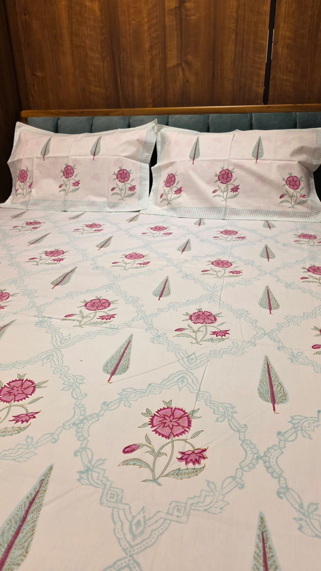 Premium King Size Hand Block Print Cotton Bedsheet