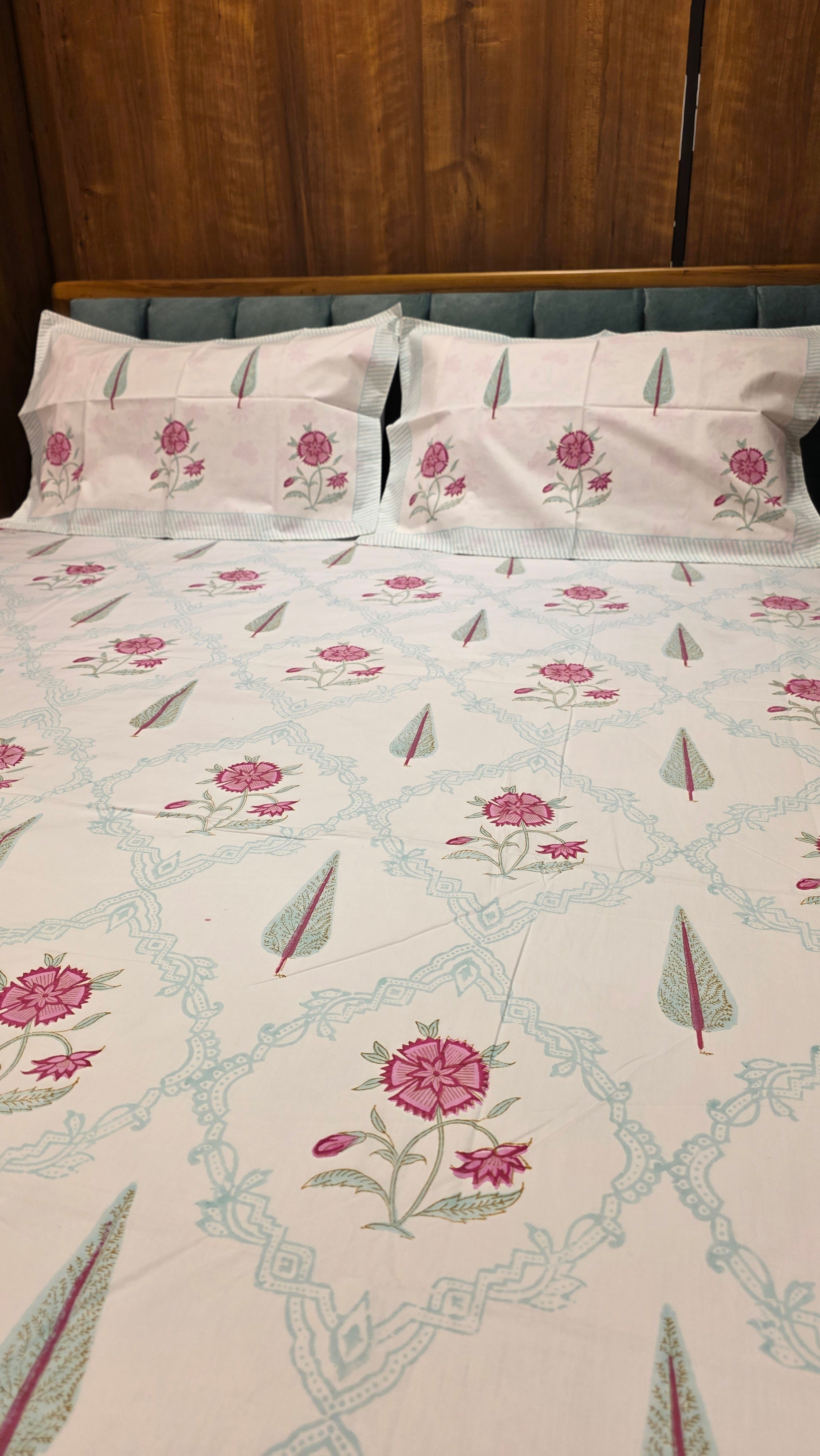Premium King Size Hand Block Print Cotton Bedsheet