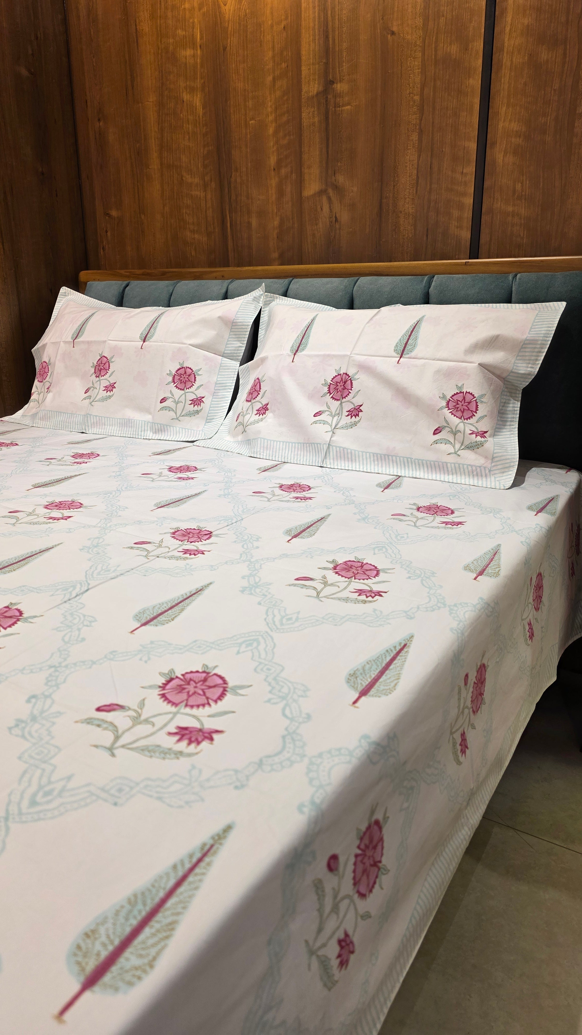 Premium King Size Hand Block Print Cotton Bedsheet
