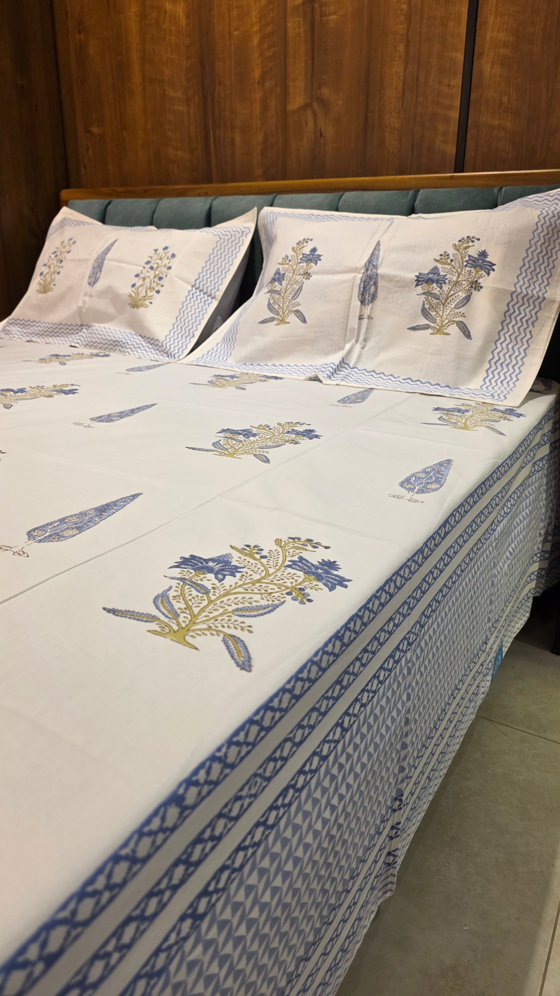 Premium King Size Hand Block Print Cotton Bedsheet
