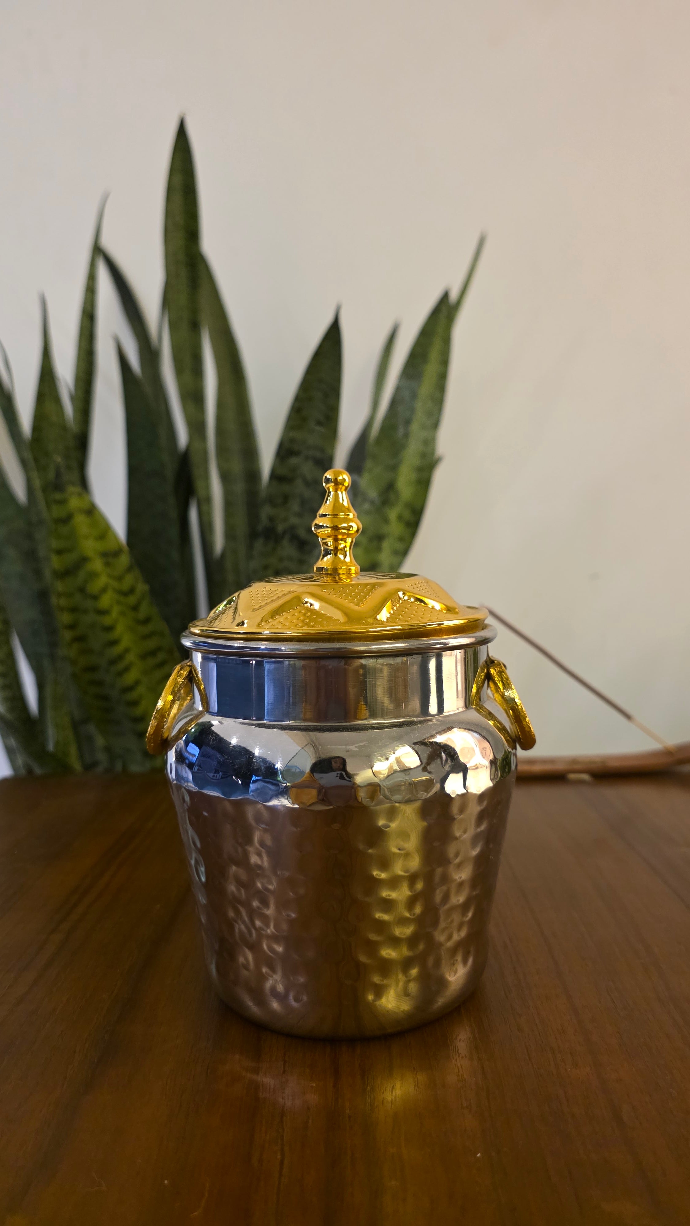 Stainless Steel Container with Brass Lid