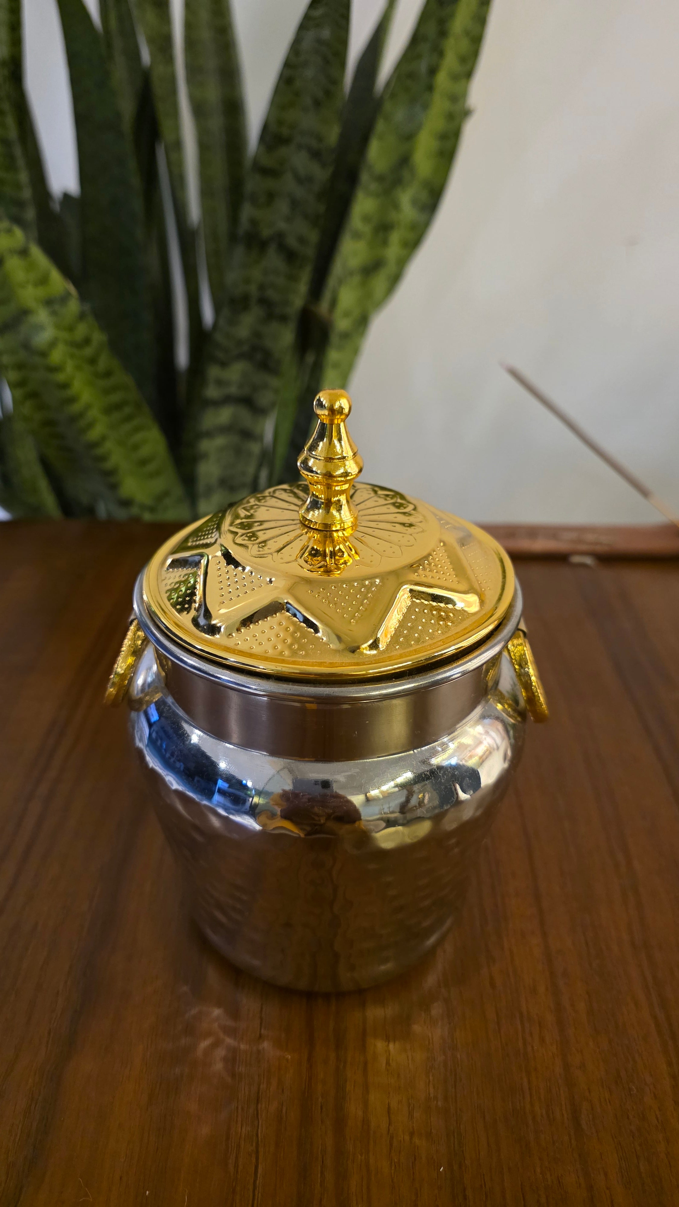 Stainless Steel Container with Brass Lid