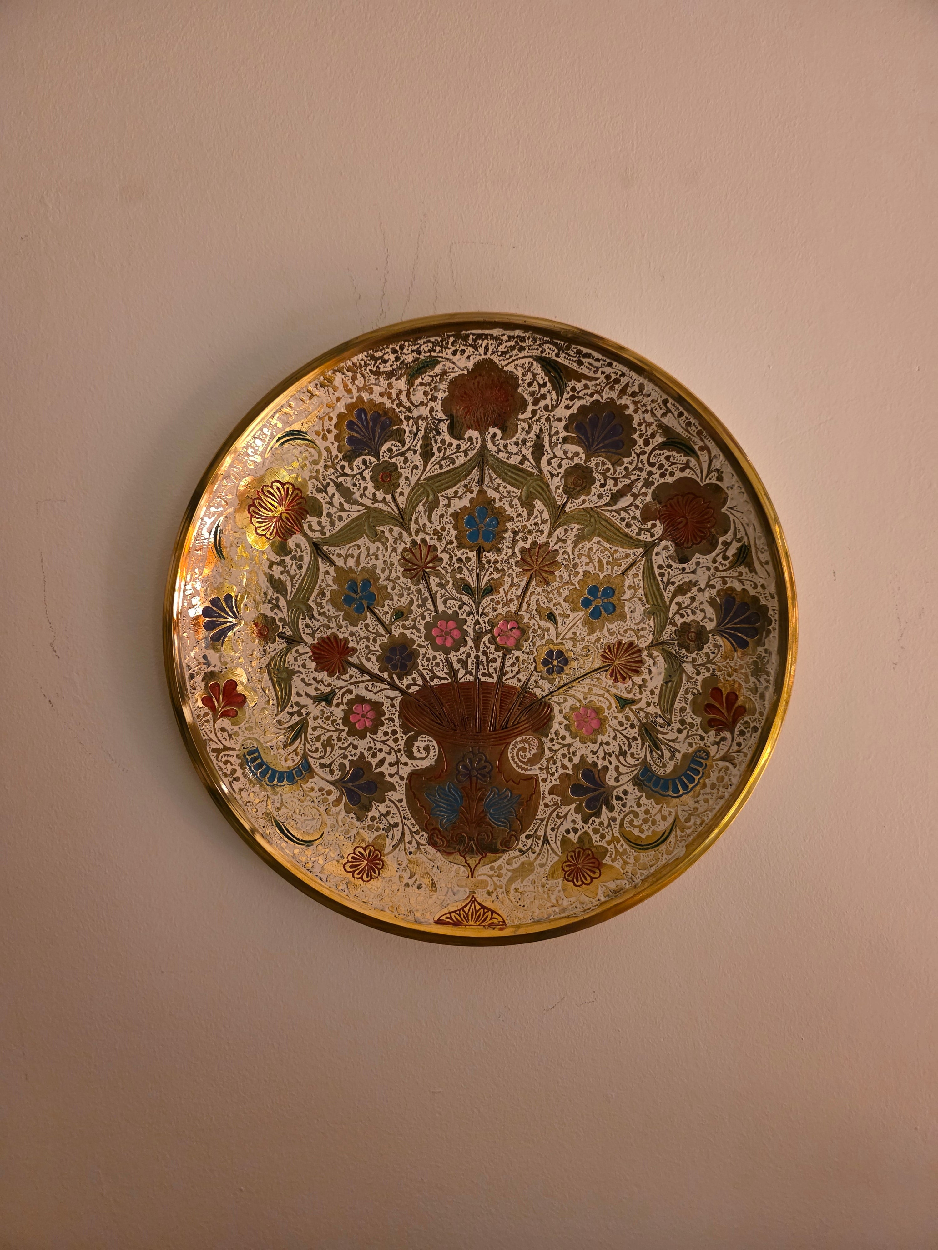 Meenakari Work Brass Wall Plate