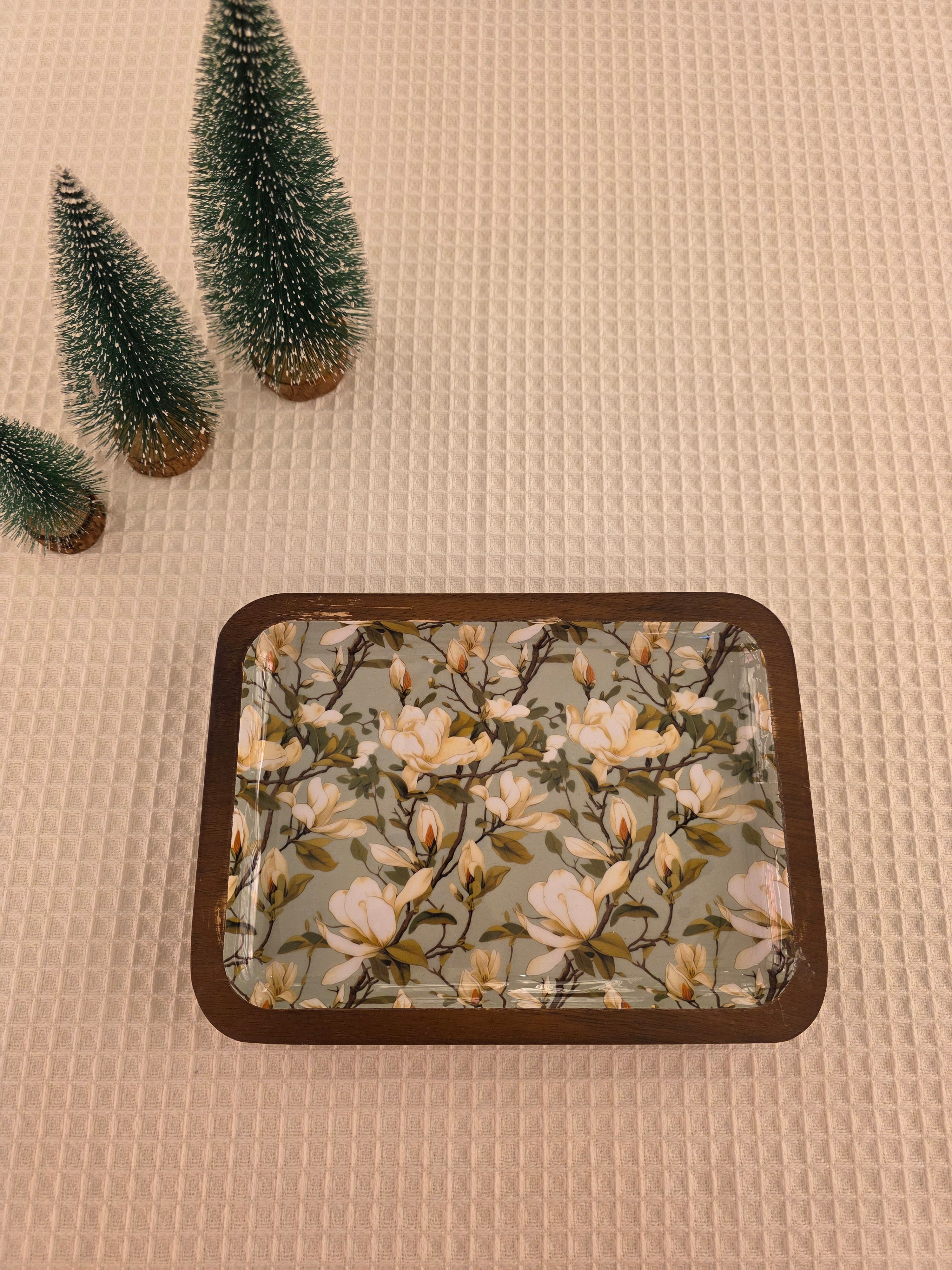 Wooden Serving Tray with Resin Finish