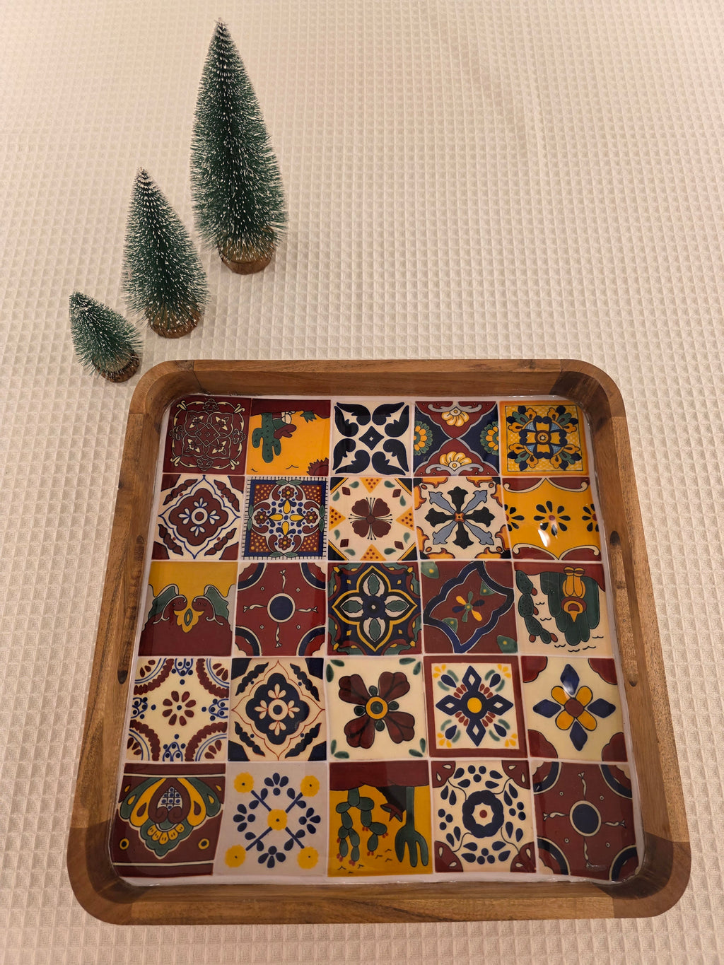 Wooden Square Resin Tray